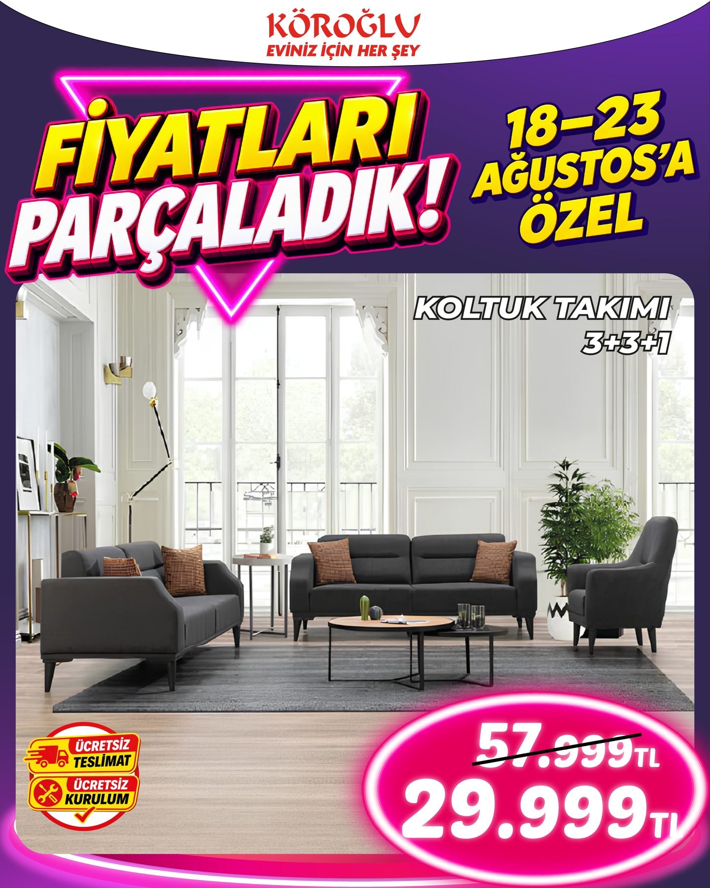 Koltuk Takımı 3+3+1 Model 1