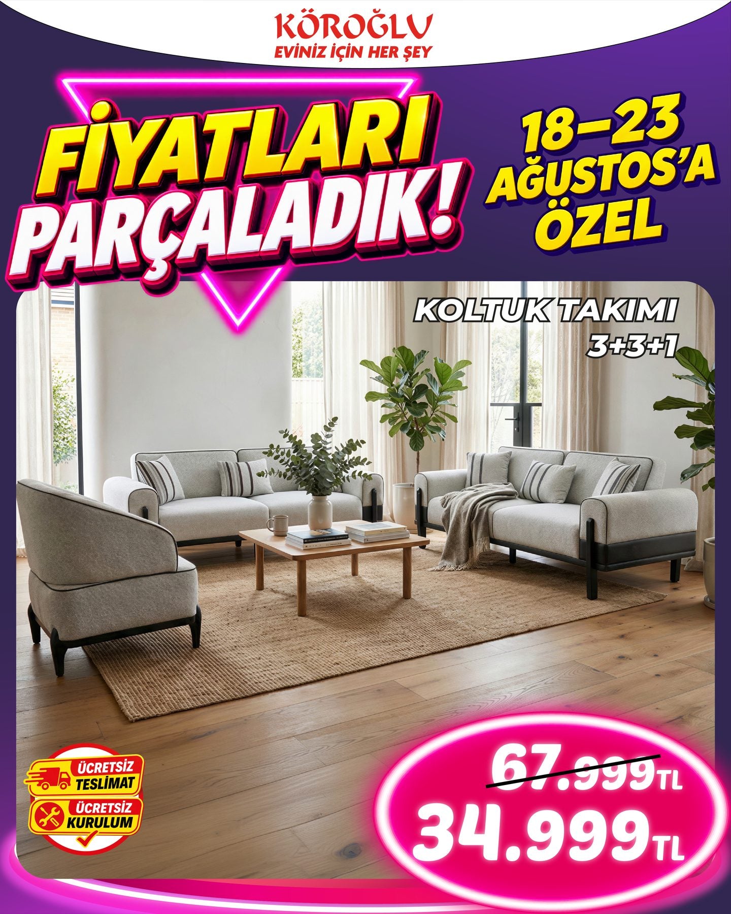 Koltuk Takımı 3+3+1 Model 2