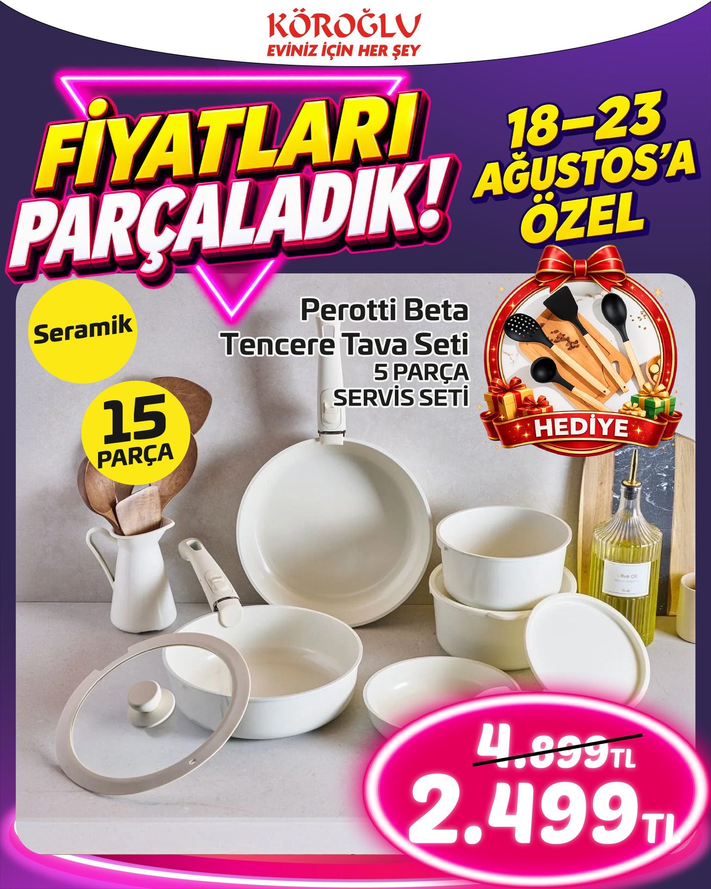 Perotti Beta Seramik Tencere Tava Seti 15 Parça Main image