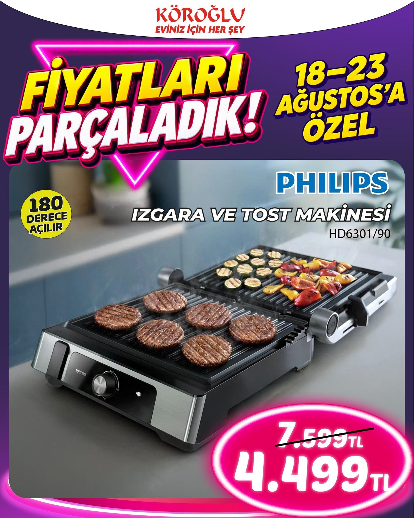 Philips Izgara ve Tost Makinesi HD6301/90