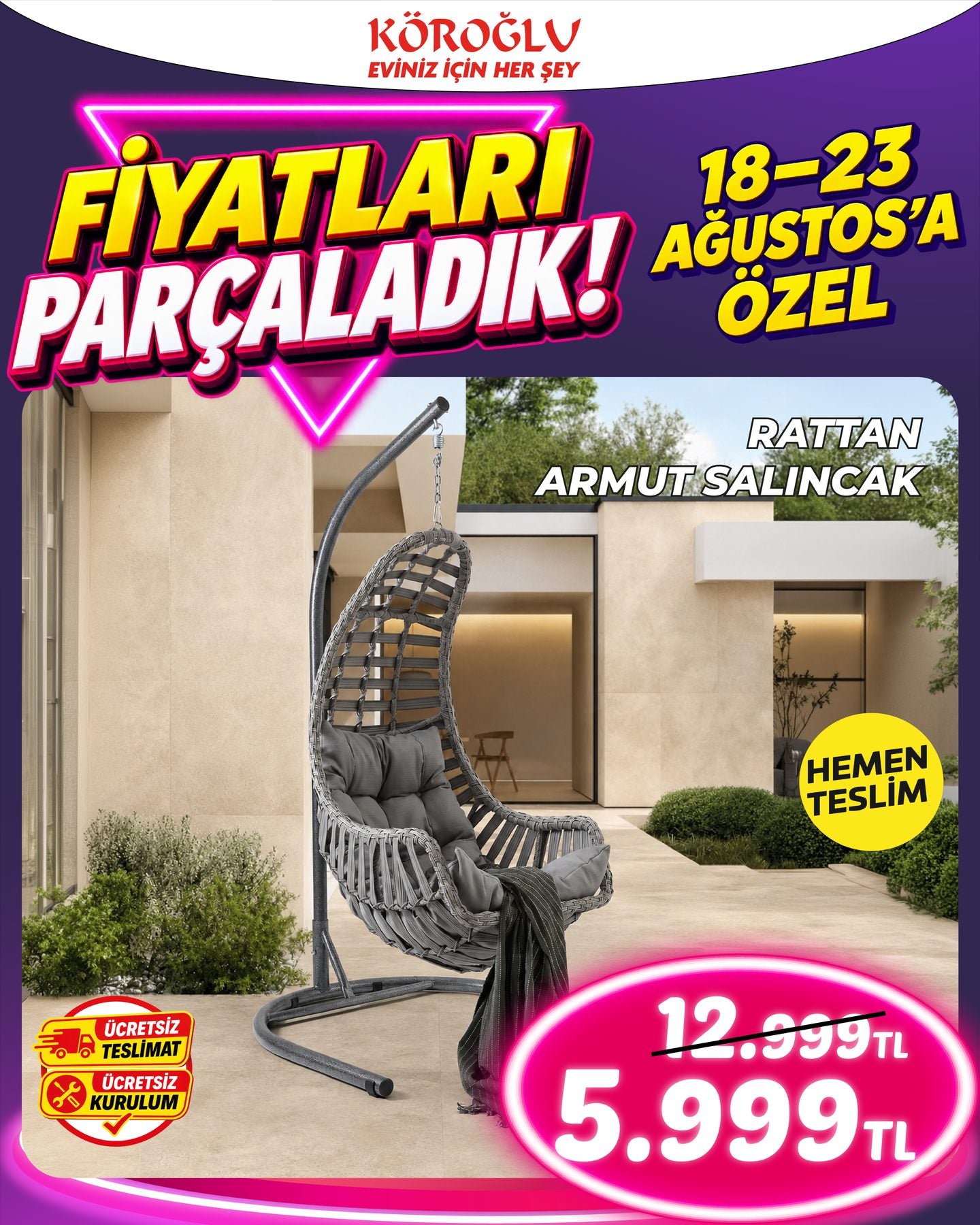 Rattan Armut Salıncak Main image