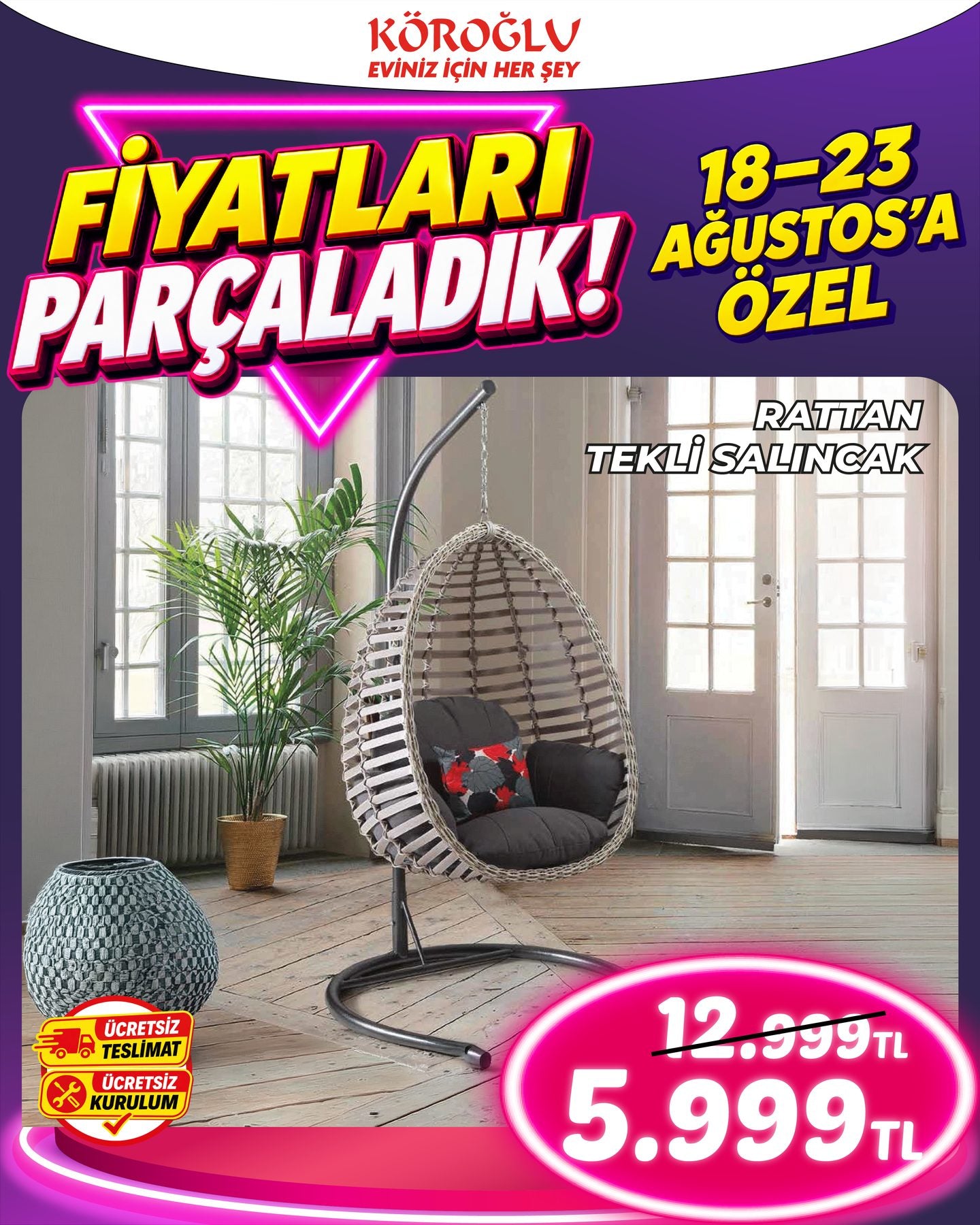 Rattan Tekli Salıncak Main image