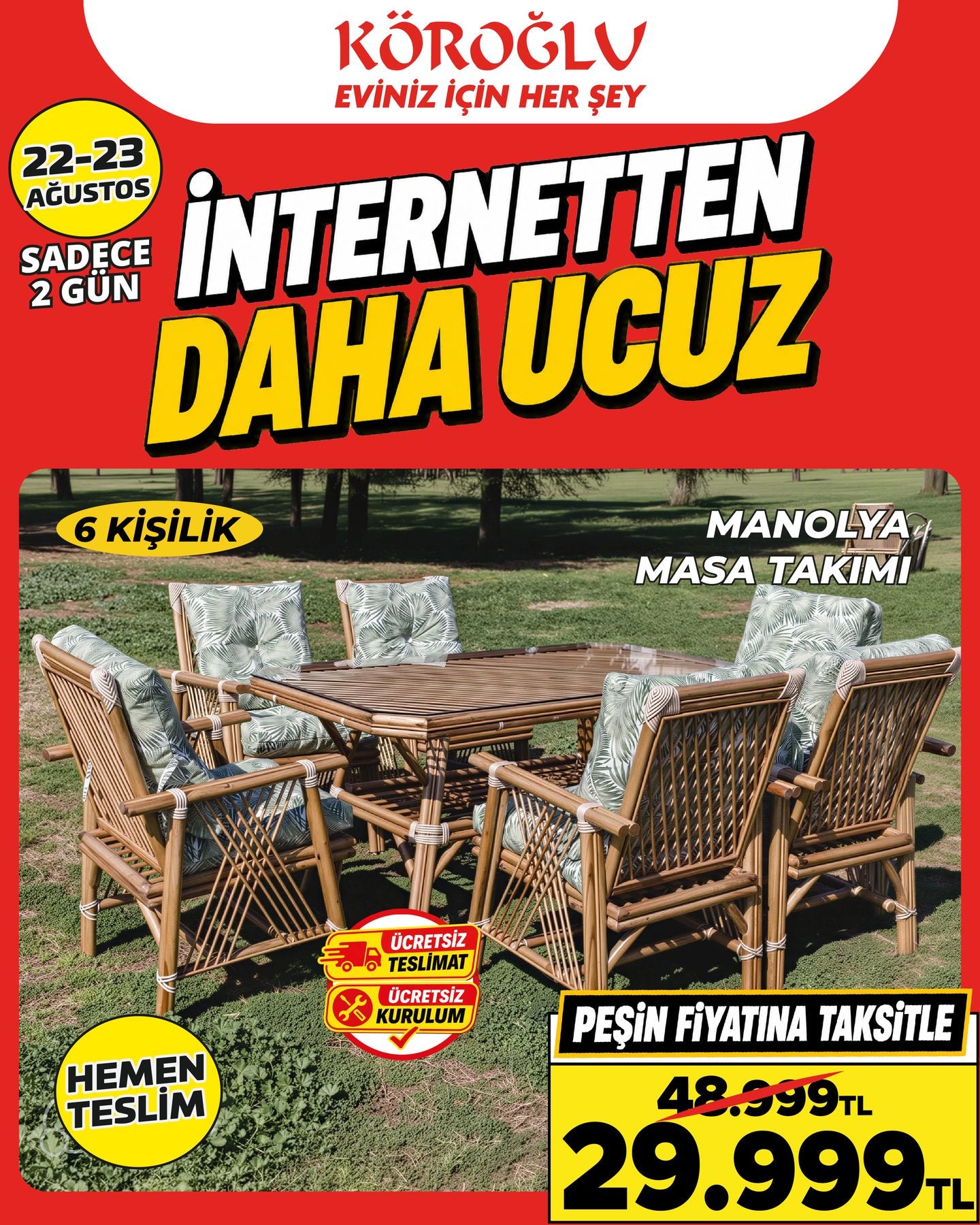 Manolya Masa Takımı 6 Kişilik