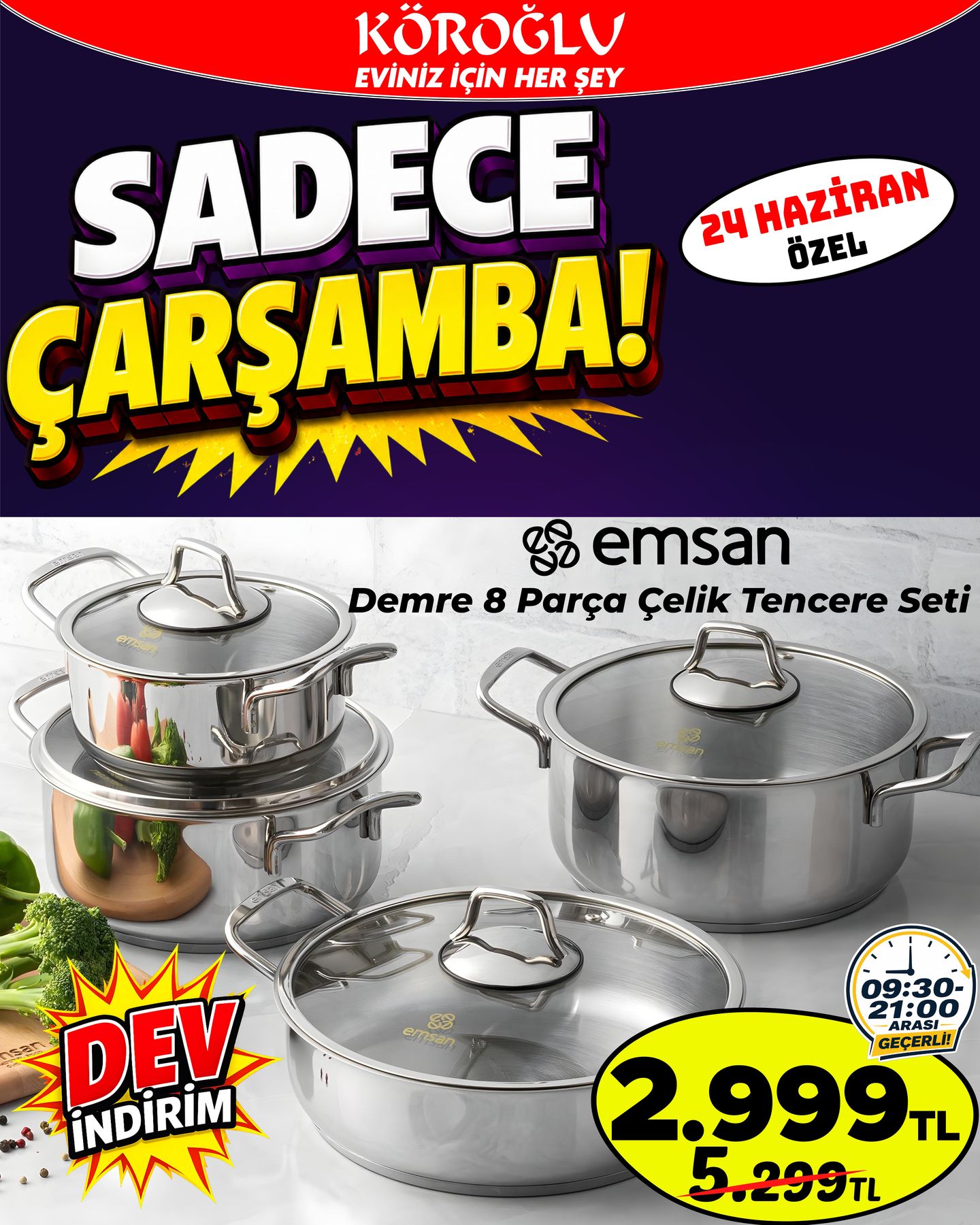 Emsan Demre 8 Parça Çelik Tencere Seti Main image
