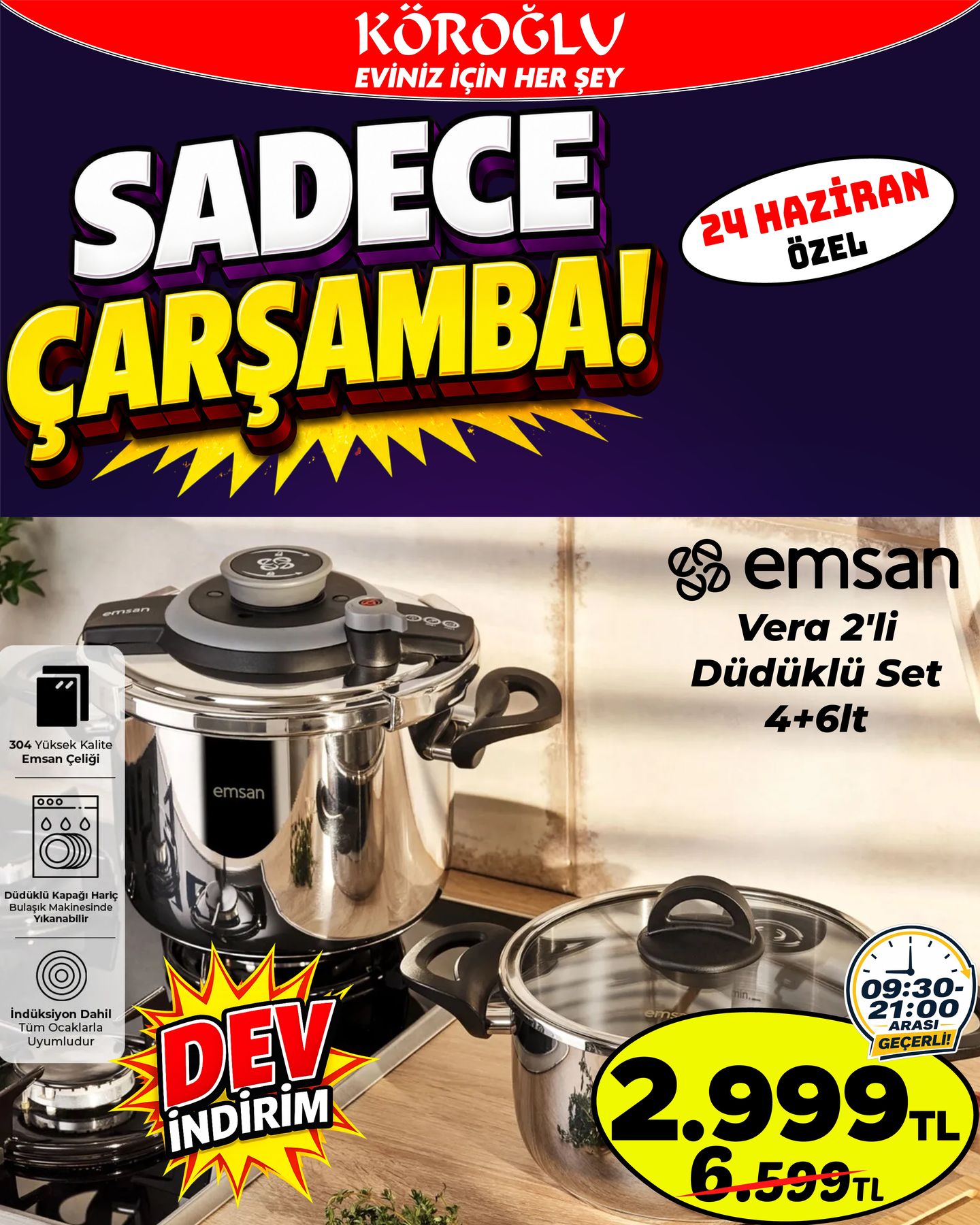 Emsan Vera 2'li Düdüklü Set