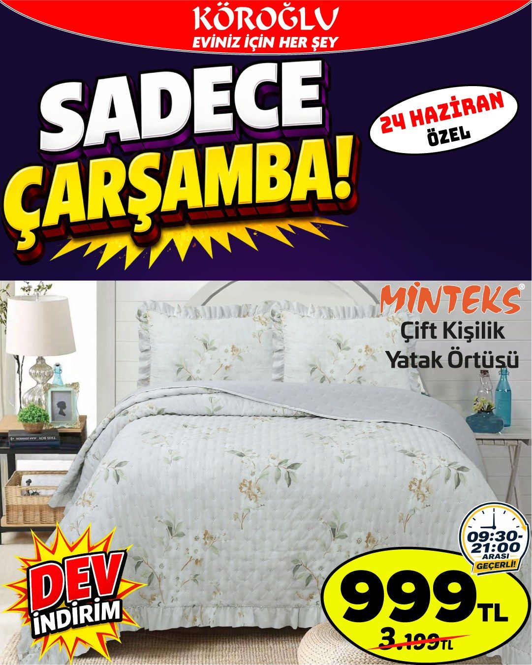 Minteks Çift Kişilik Yatak Örtüsü