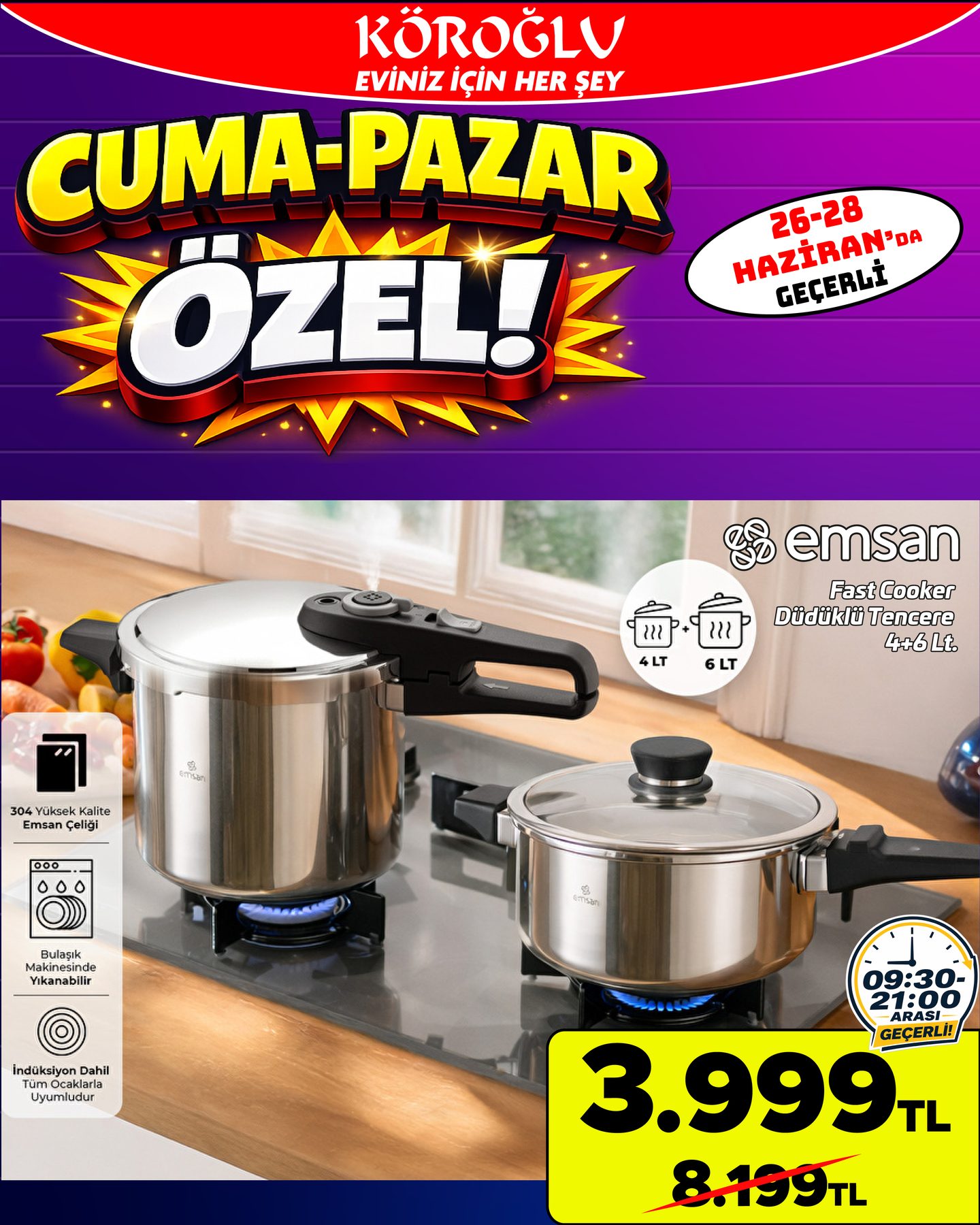 Emsan Demre 6 Parça Çelik Tencere Seti Main image