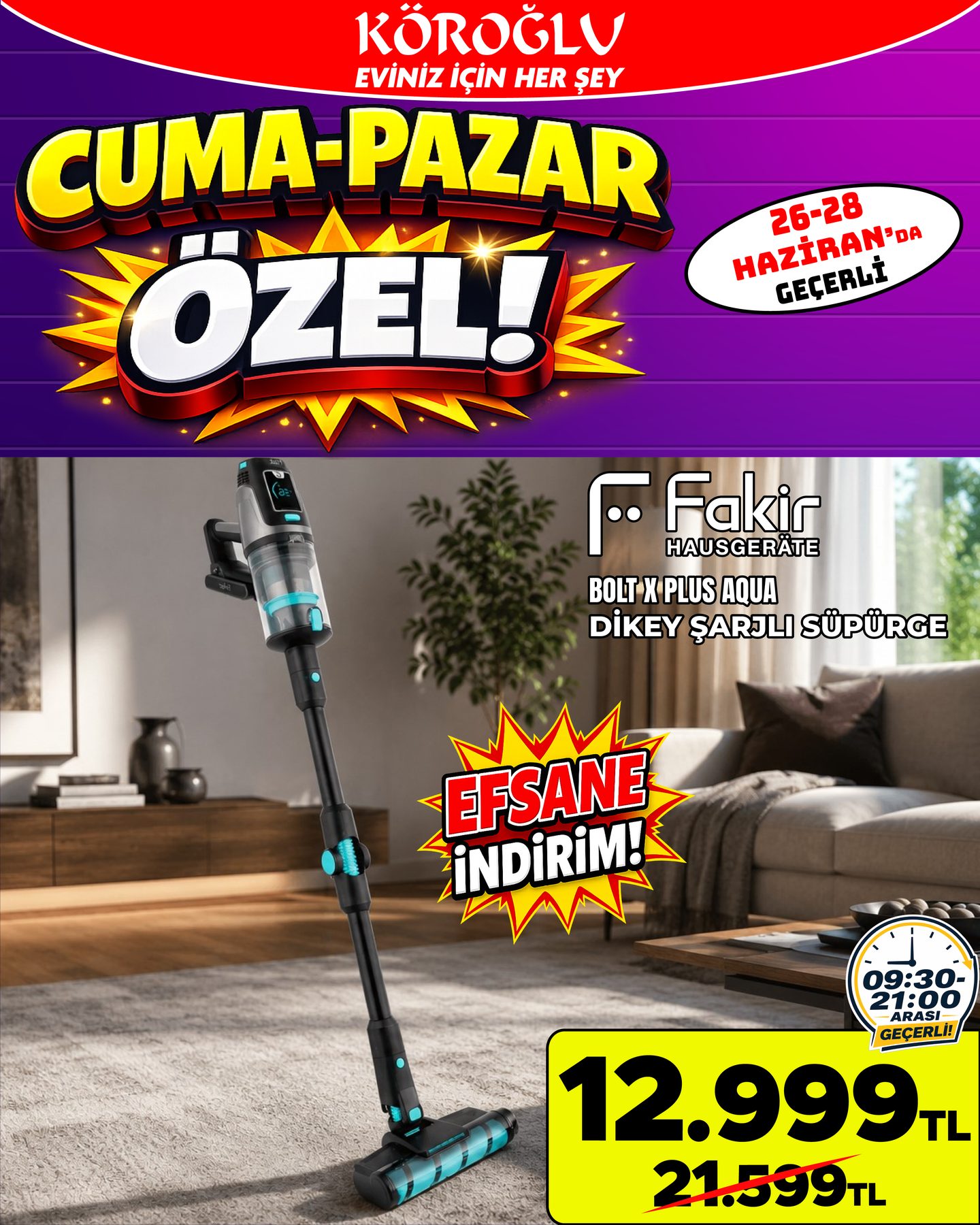 Fakir Dikey Şarjlı Süpürge