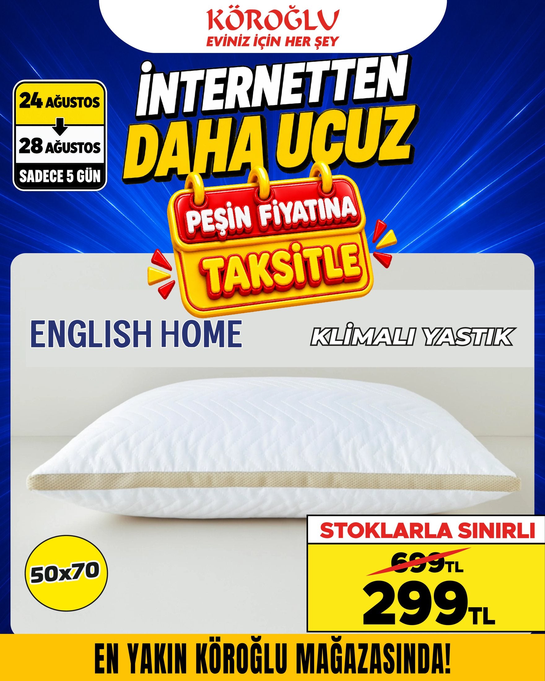 English Home Klimalı Yastık 50x70