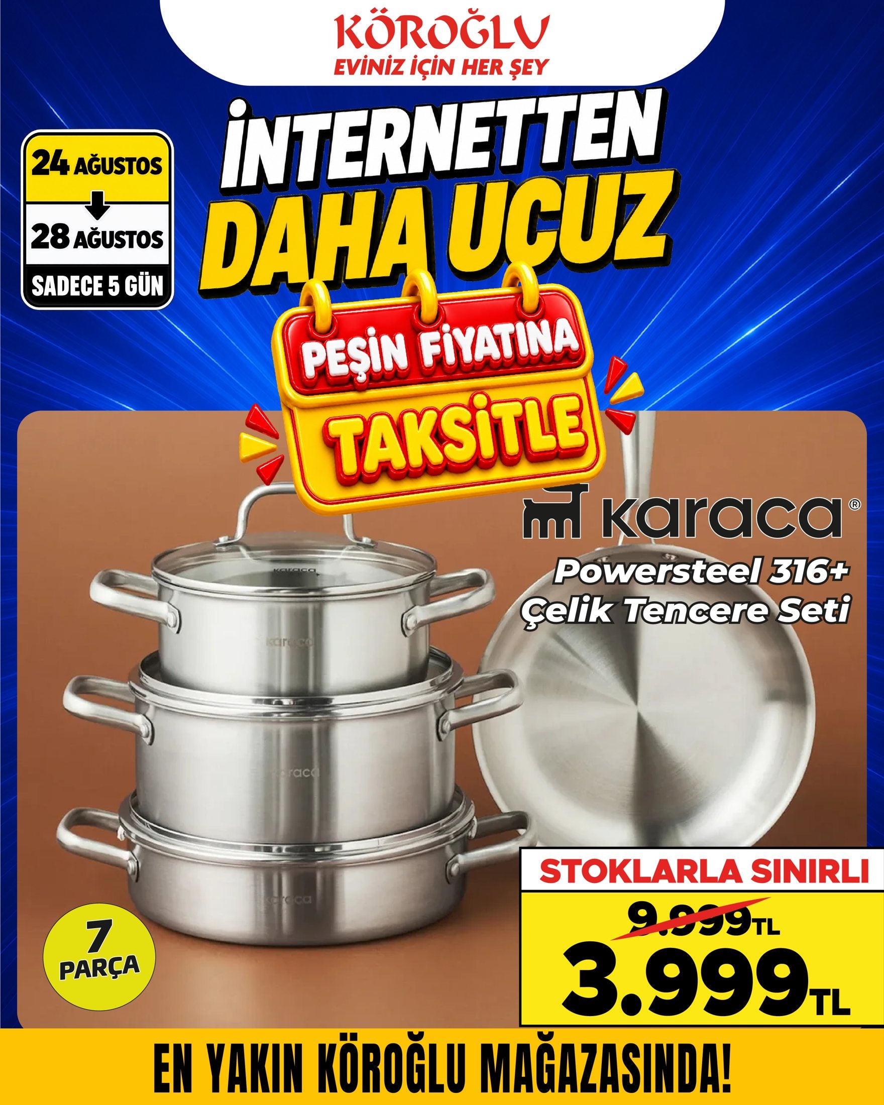 Karaca Powersteel 316 Çelik Tencere Seti 7 Parça