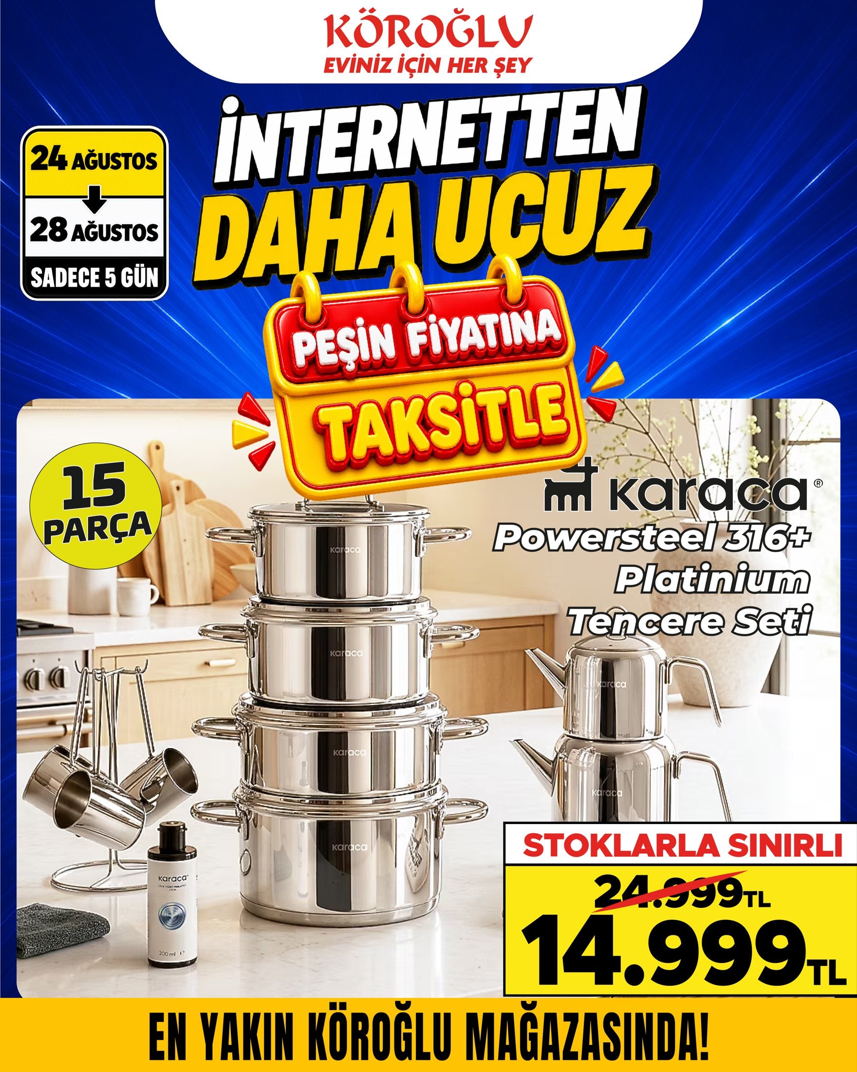 Karaca Powersteel 316 Platinum Tencere Seti 15 Parça