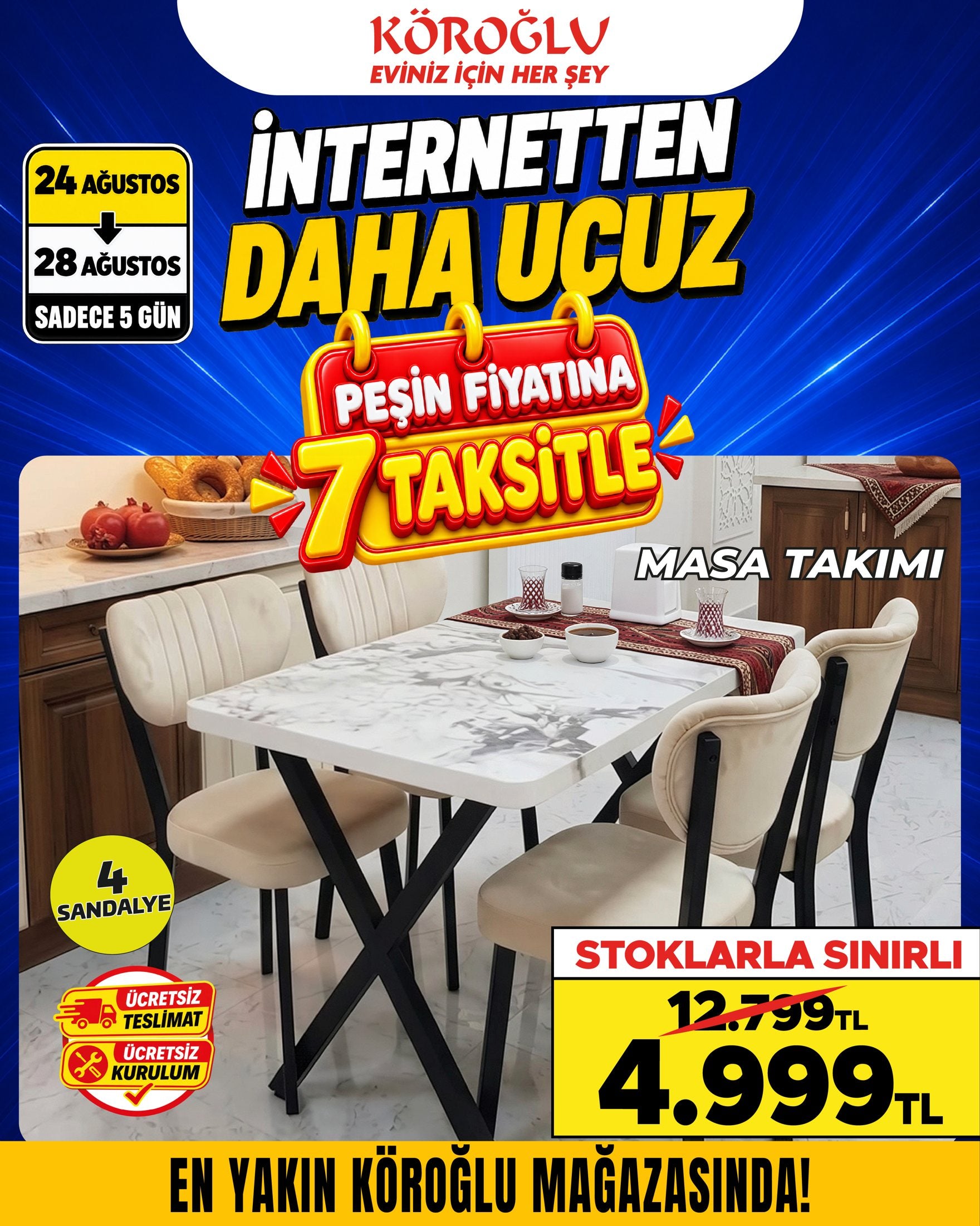 Masa Takımı 4 Sandalyeli