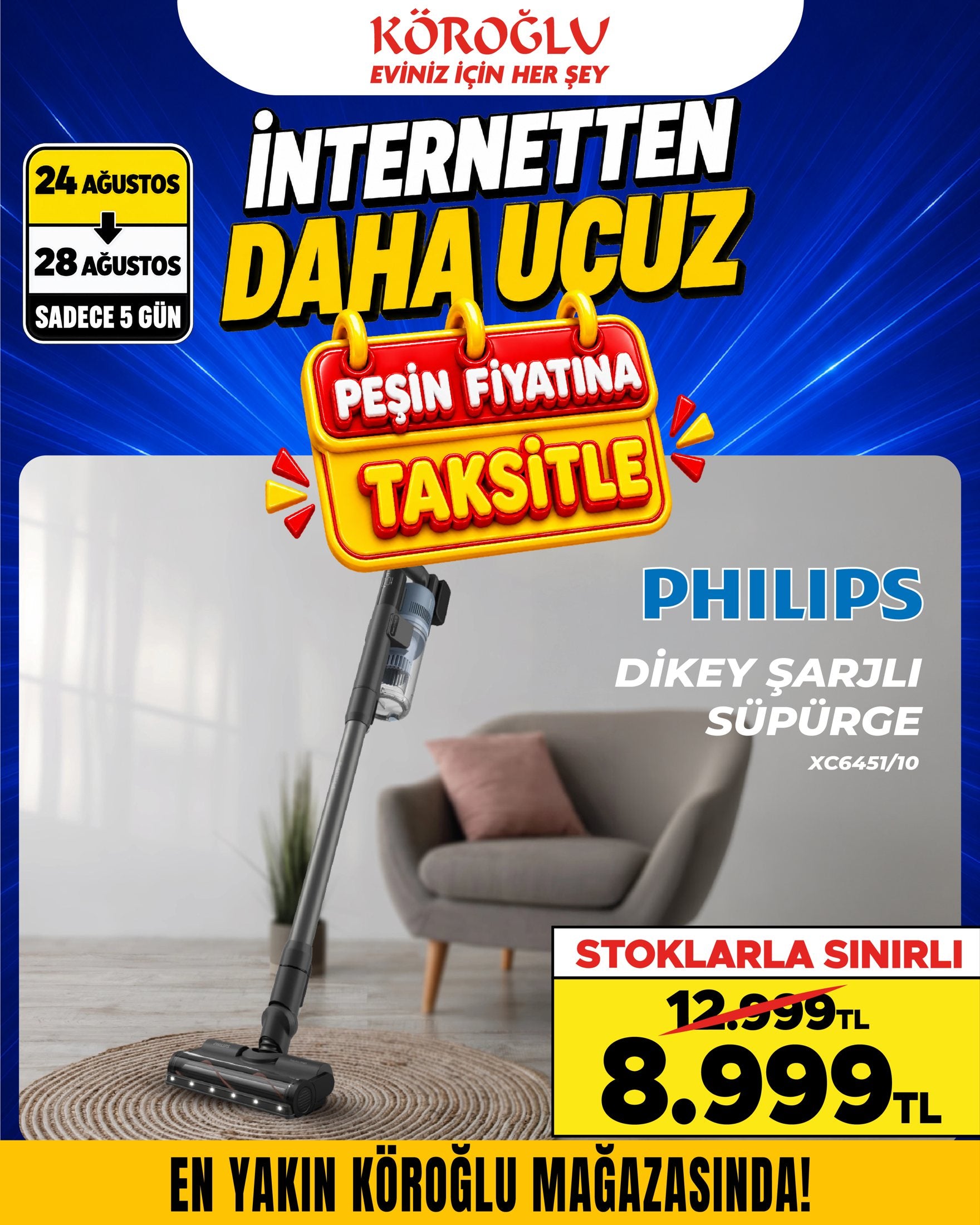 Philips Dikey Şarjlı Süpürge