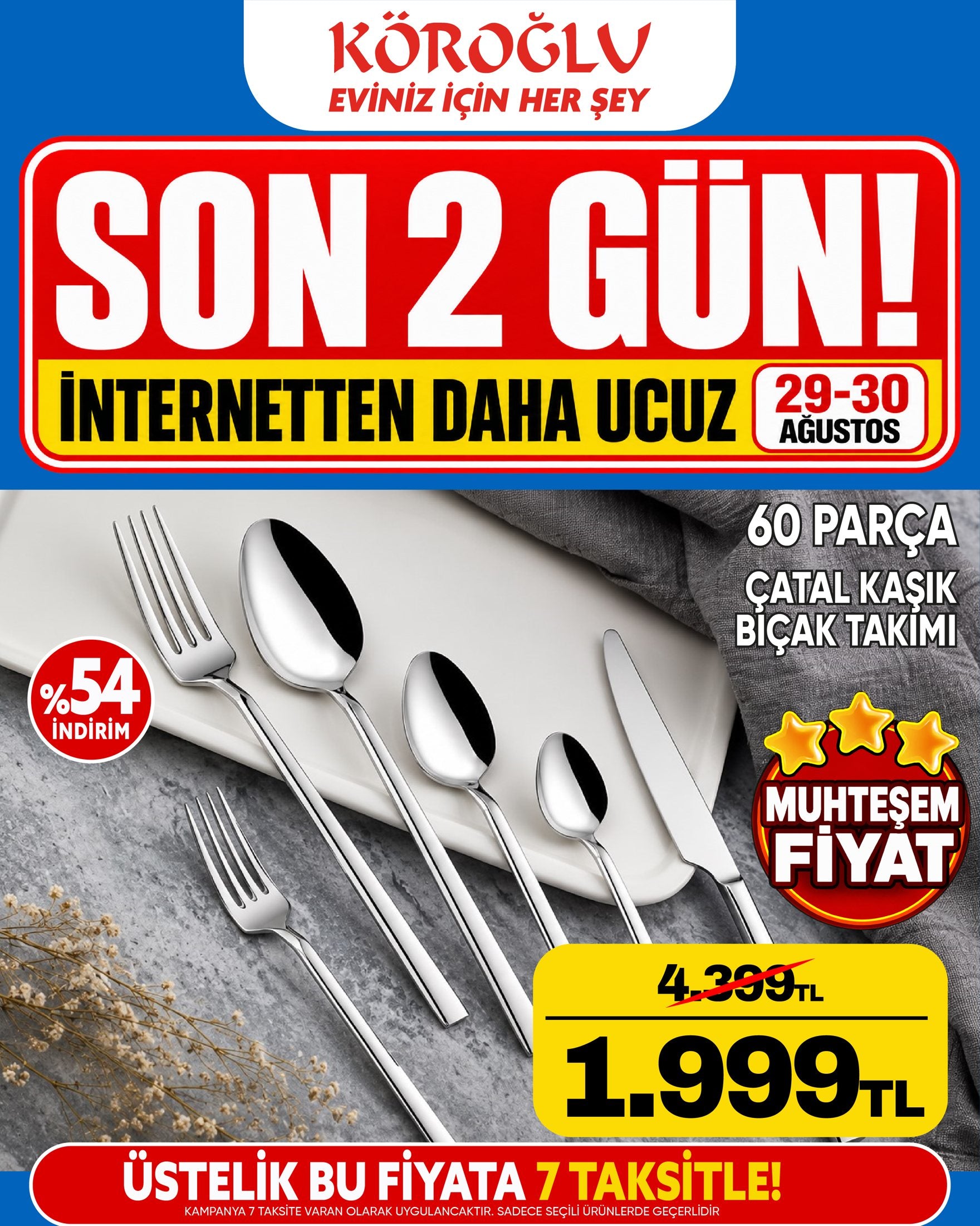 60 Parça Çatal Kaşık Bıçak Takımı