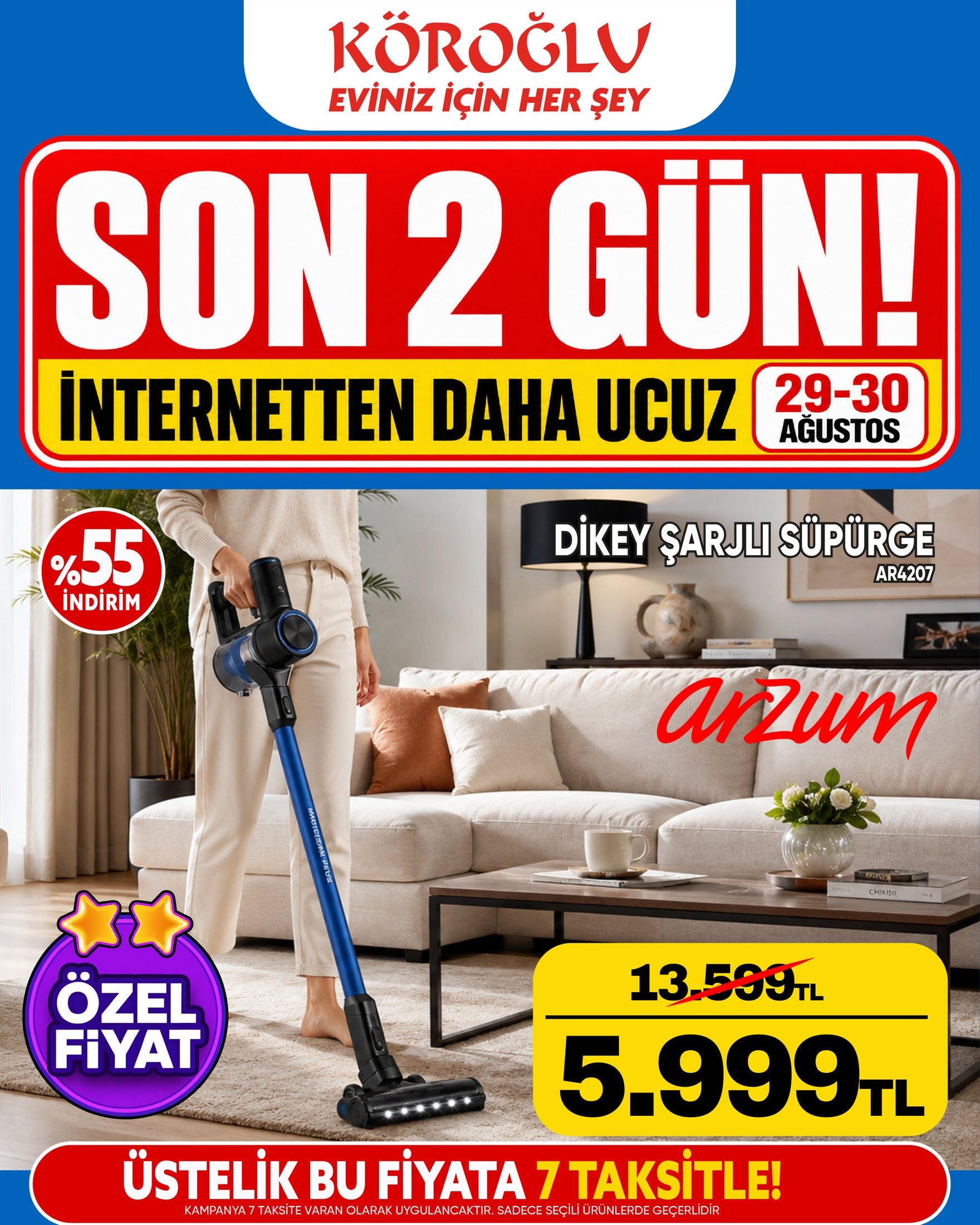 Arzum Dikey Şarjlı Süpürge