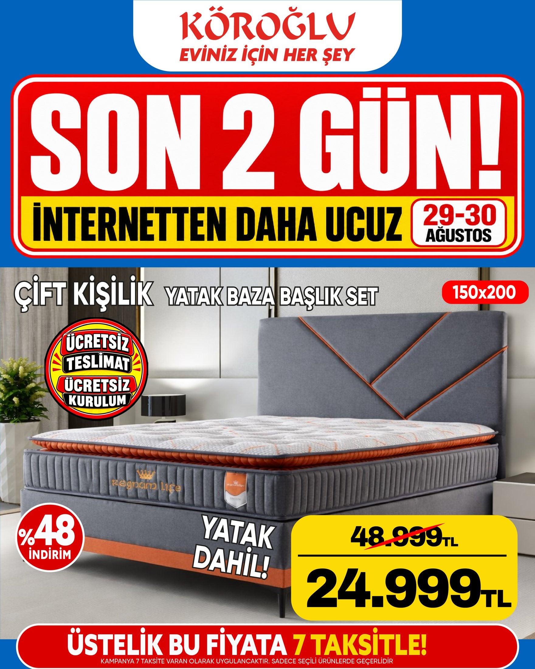Çift Kişilik Yatak Baza Başlık Seti 150x200 Main image