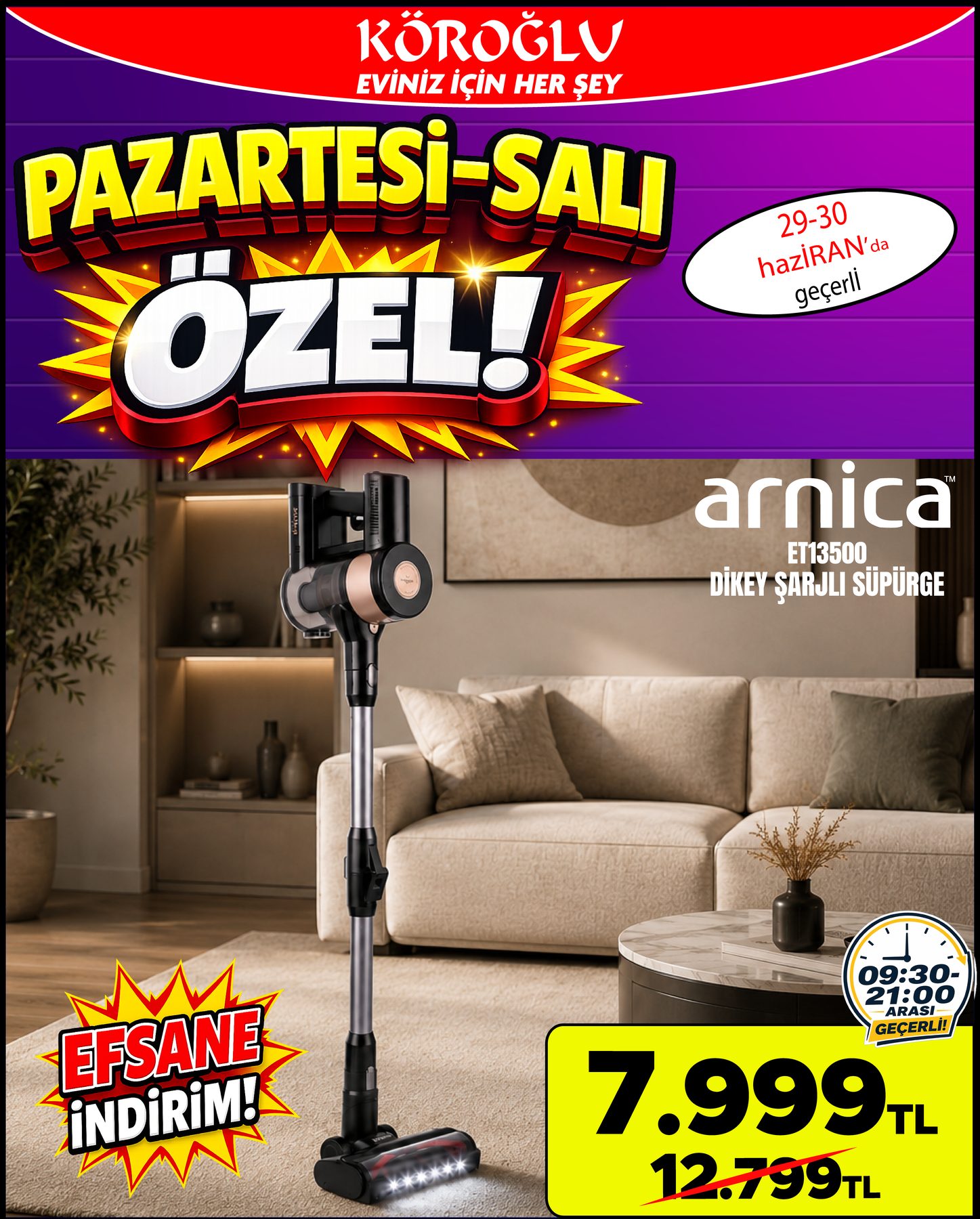 Arnica Dikey Şarjlı Süpürge Main image
