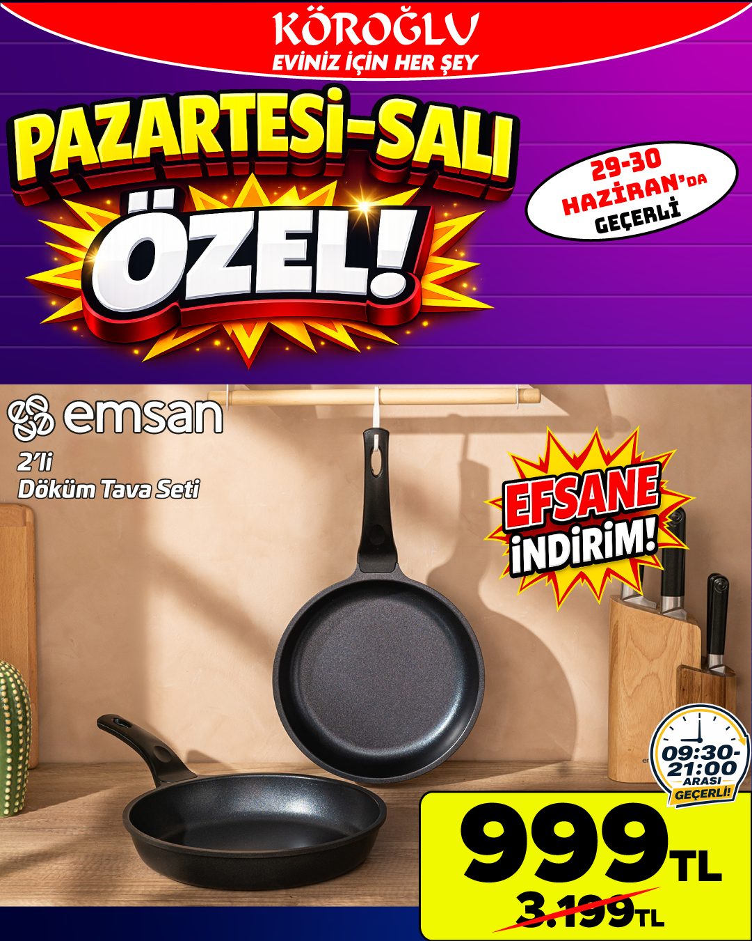 Emsan 2'li Döküm Tava Seti