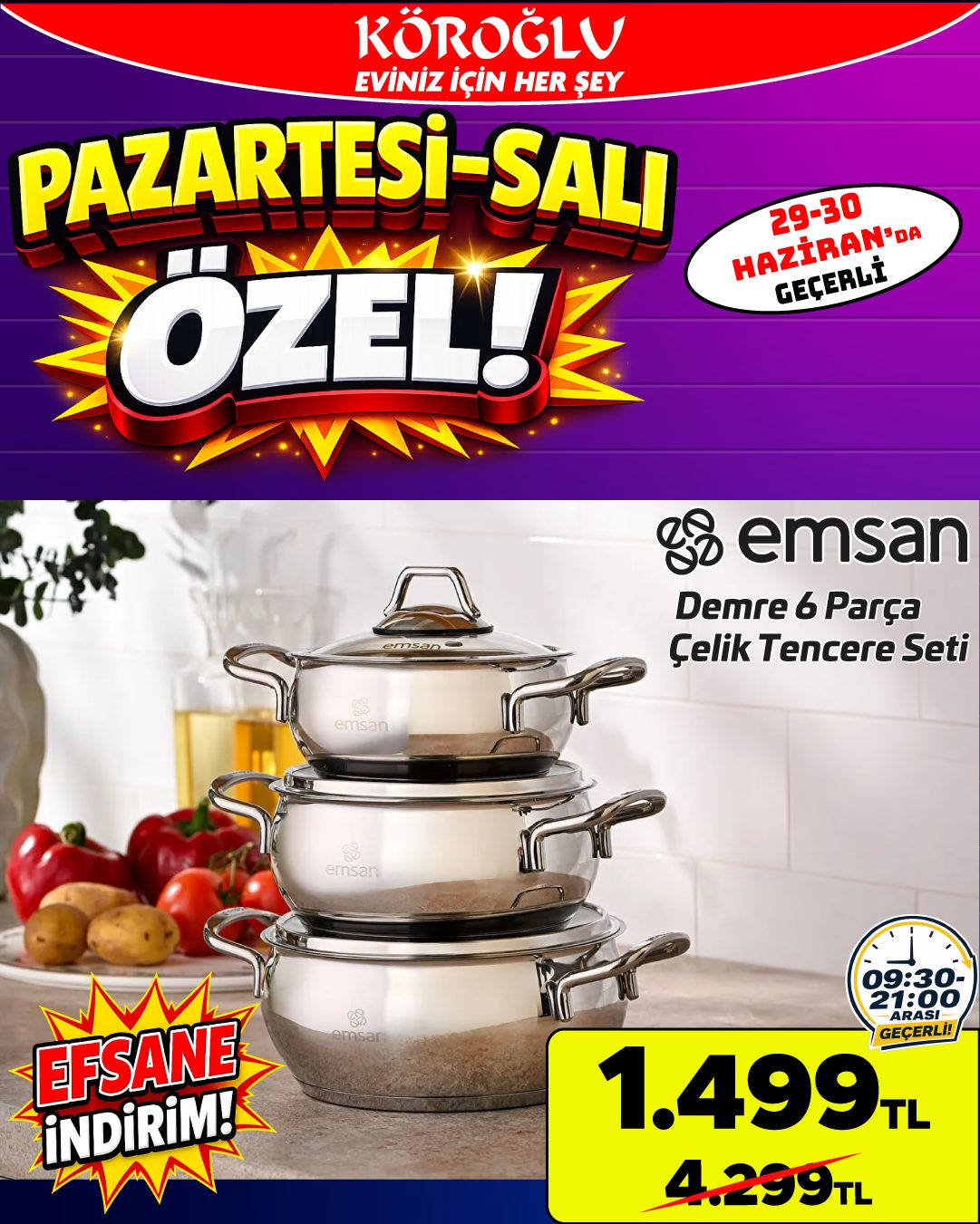 Emsan Demre 6 Parça Çelik Tencere Seti