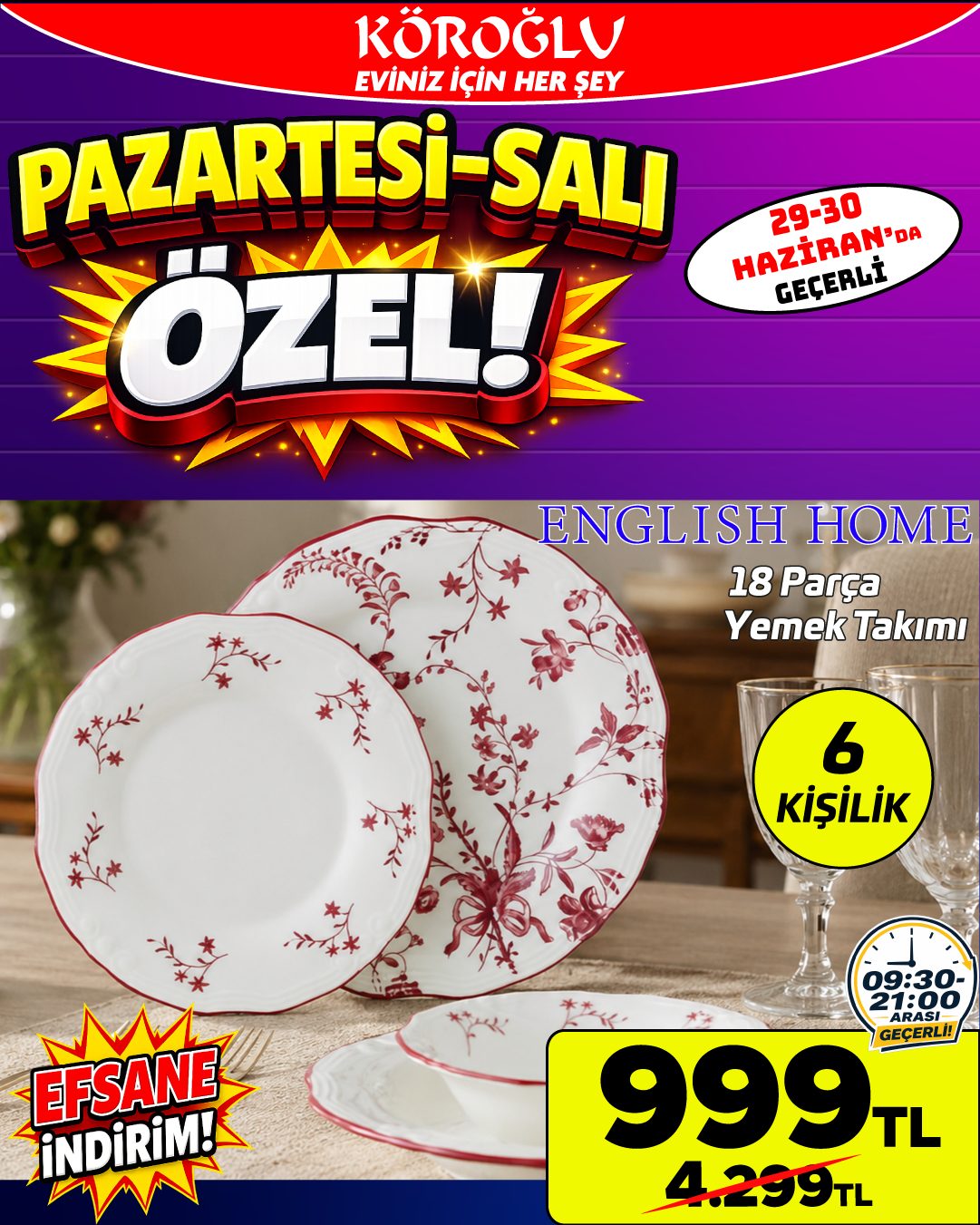 English Home 18 Parça Yemek Takımı