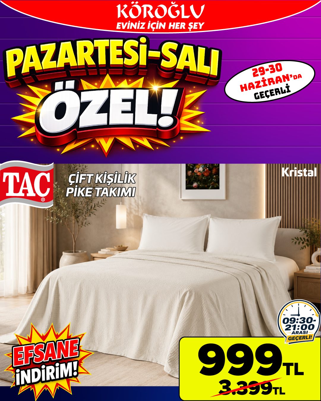 Taç Çift Kişilik Pike Takımı