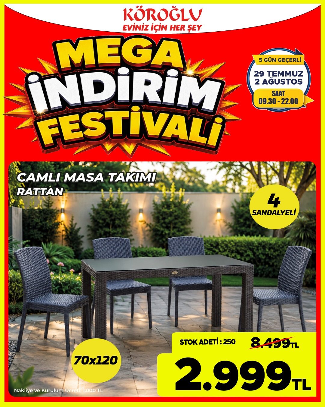 4 Sandalyeli Rattan Masa Takımı Main image