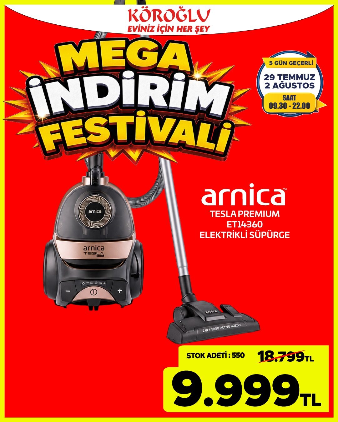 Arnica Tesla Premium Elektrikli Süpürge