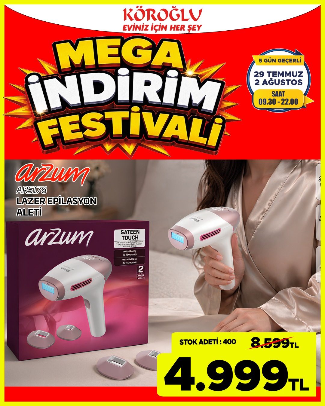 Arzum Lazer Epilasyon Aleti