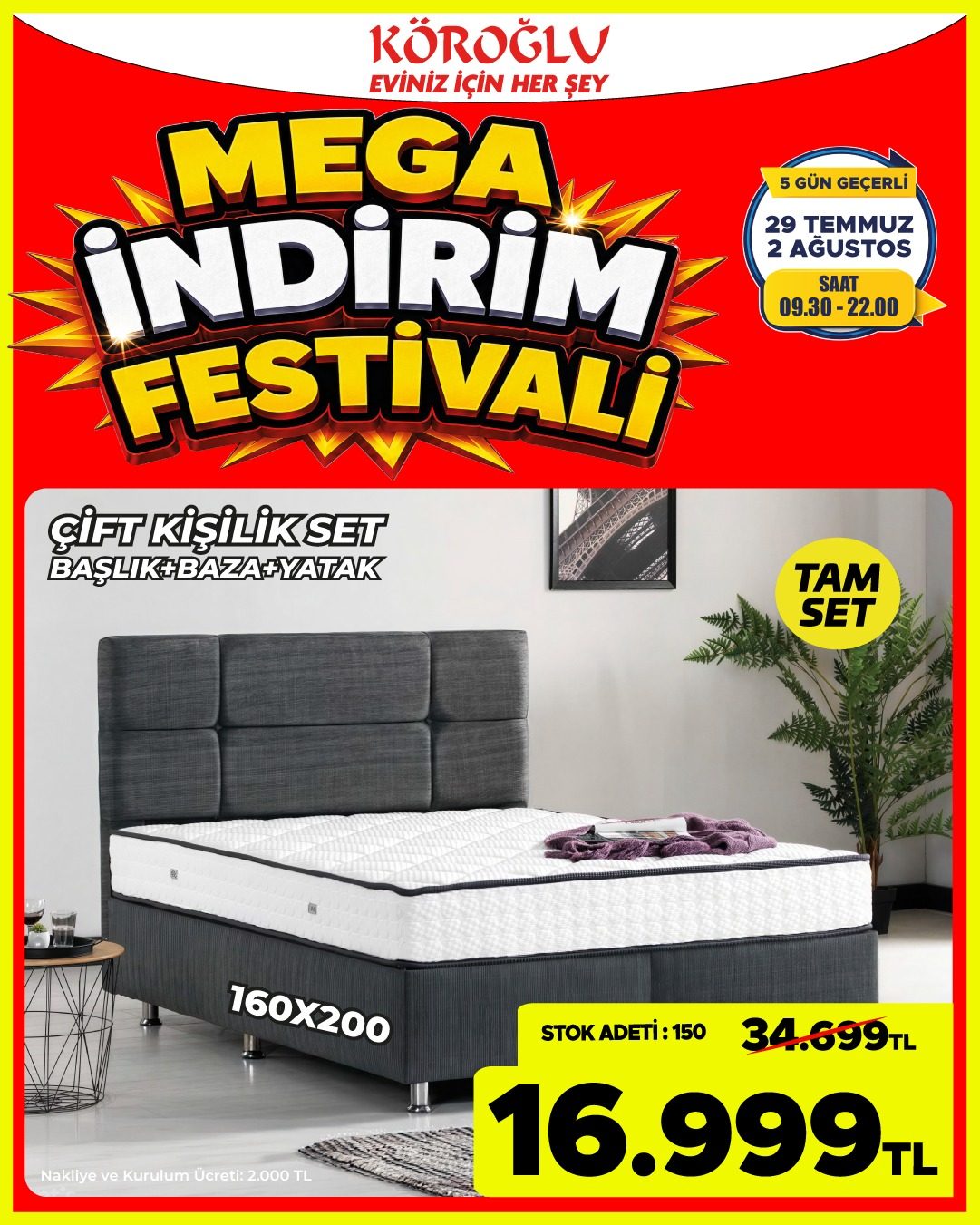 Çift Kişilik Yatak Baza Başlık Seti Main image