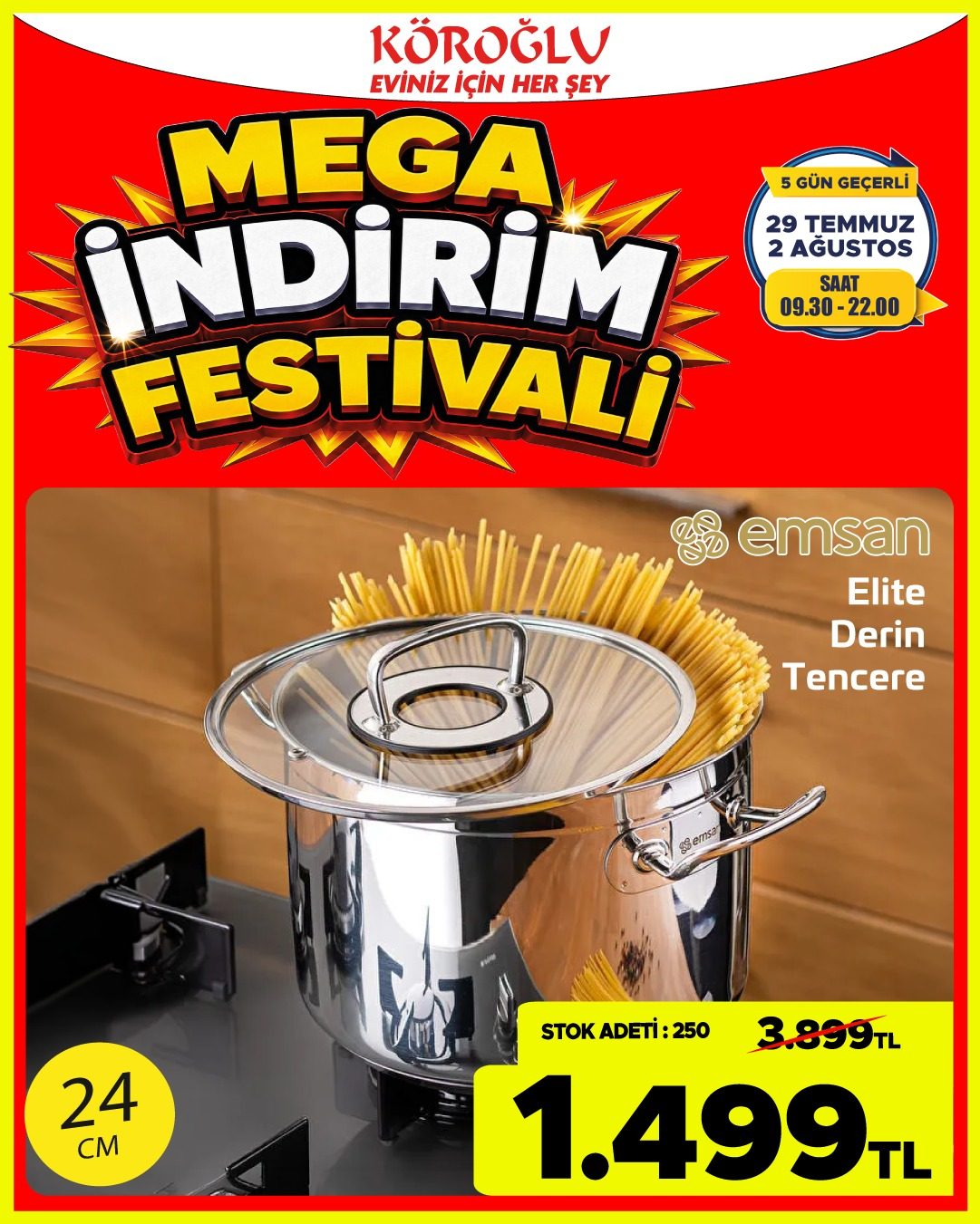Emsan Elite Derin Tencere 24 Cm