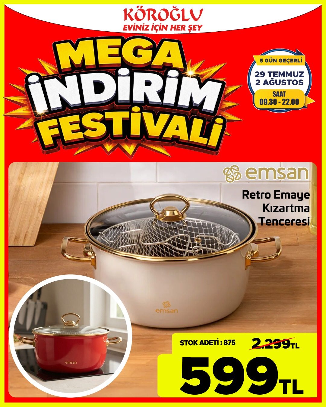 Emsan Retro Emaye Kızartma Tenceresi