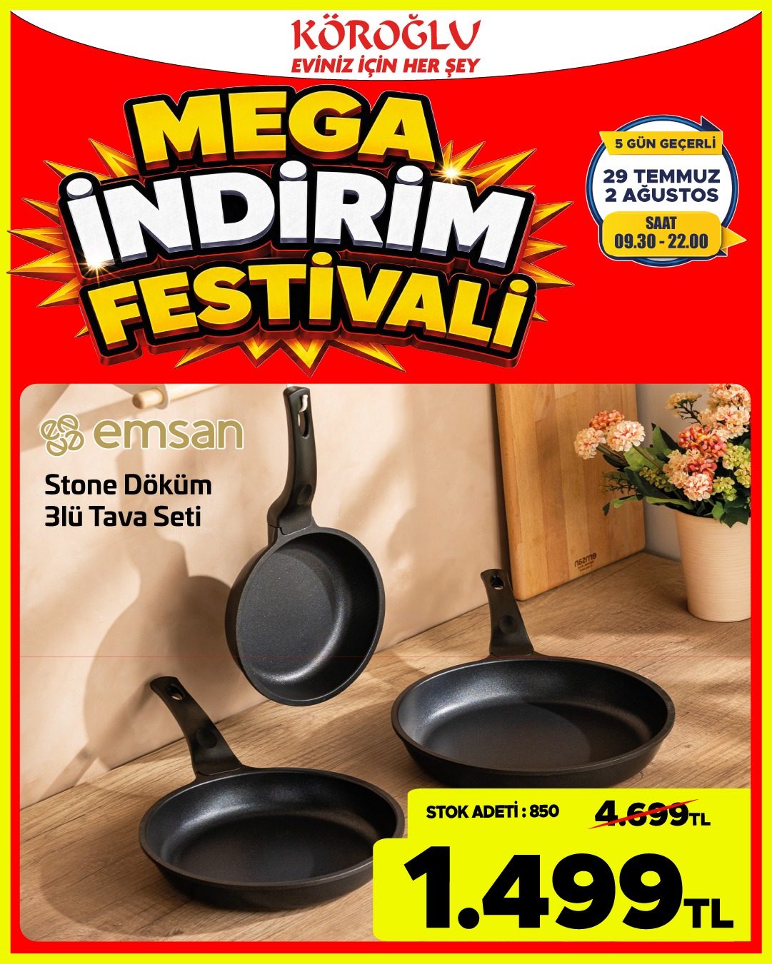 Emsan Stone Döküm 3'lü Tava Seti