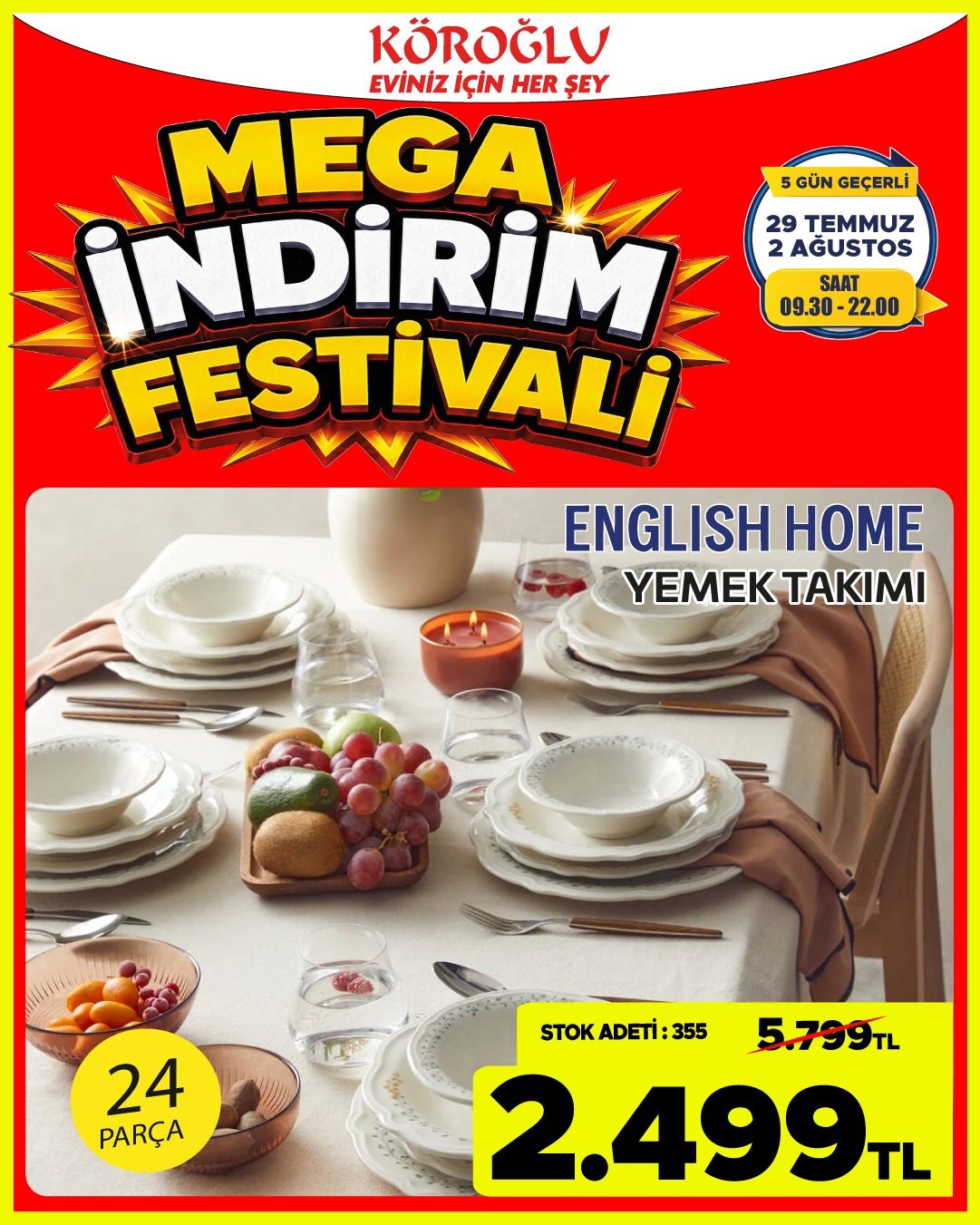 English Home 24 Parça Yemek Takımı