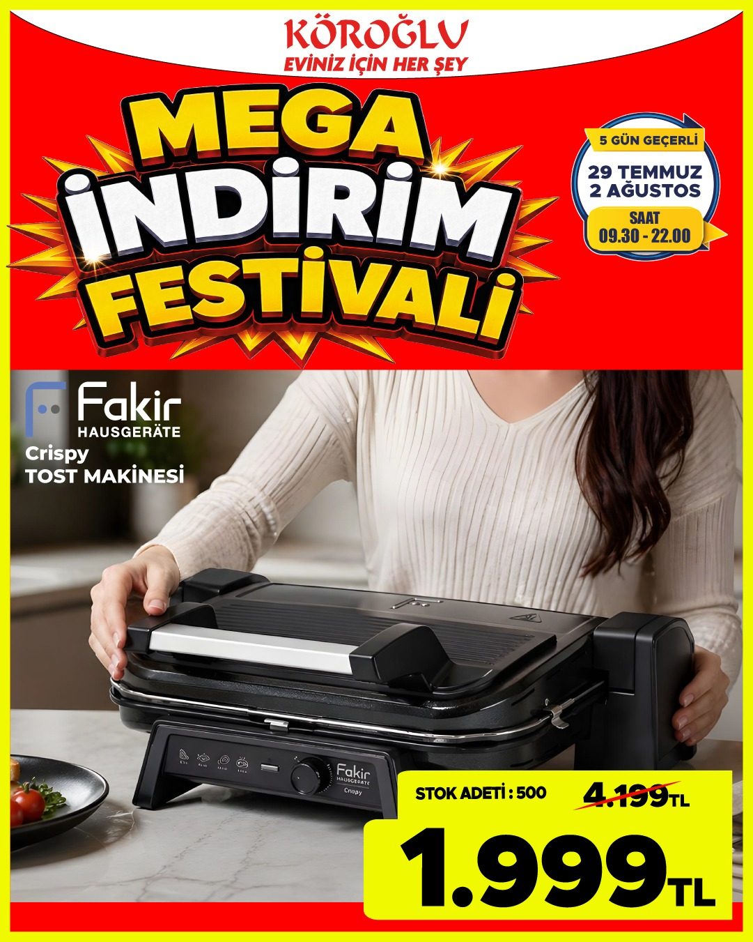 Fakir Crispy Expert Tost Makinesi