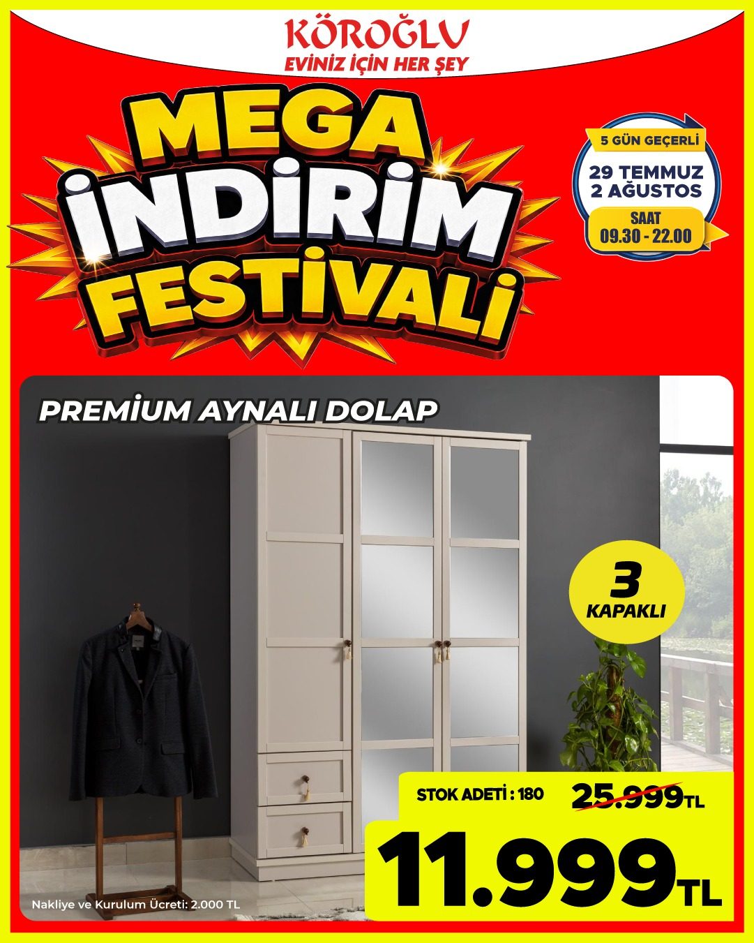 Premium Aynalı Dolap
