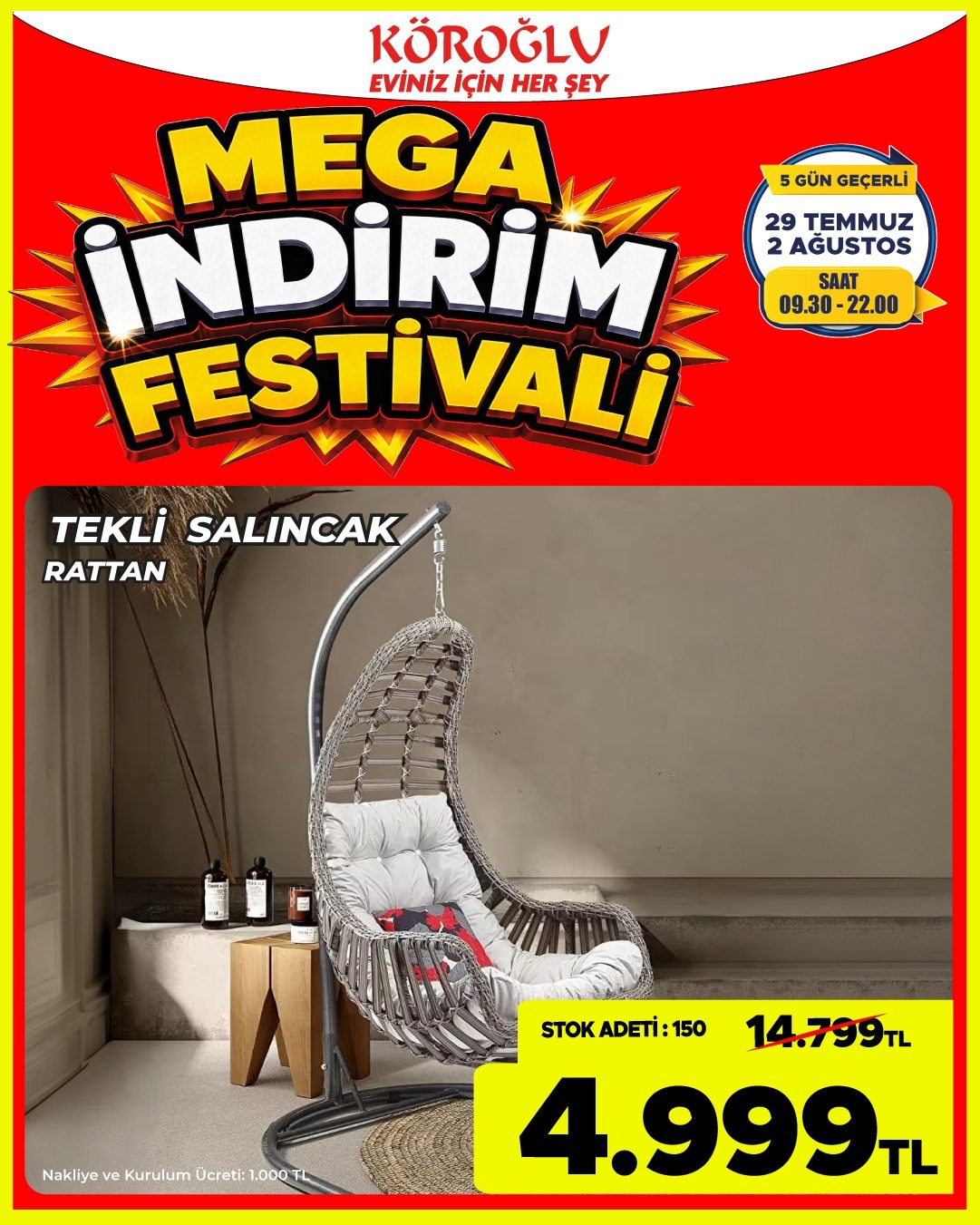 Tekli Salıncak Rattan