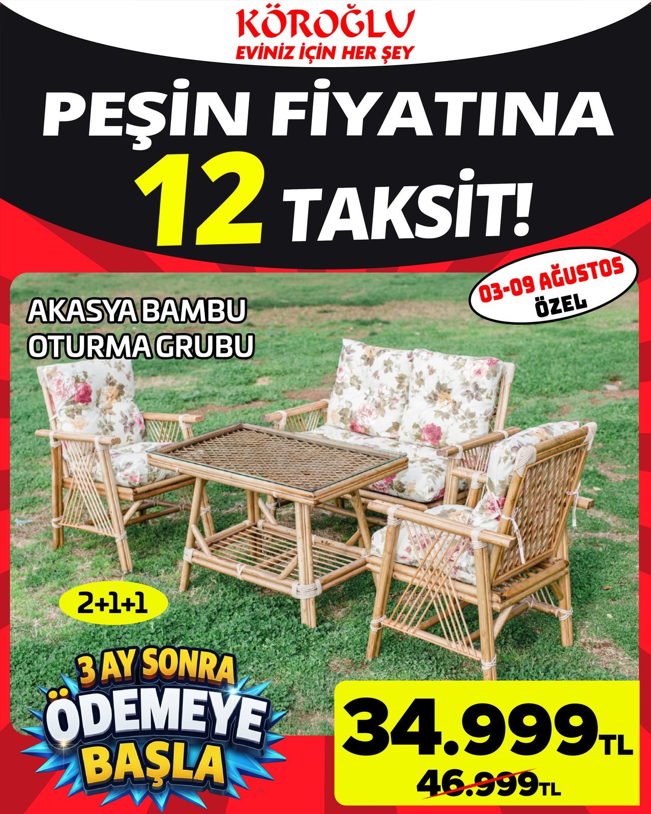 Akasya Bambu Oturma Grubu