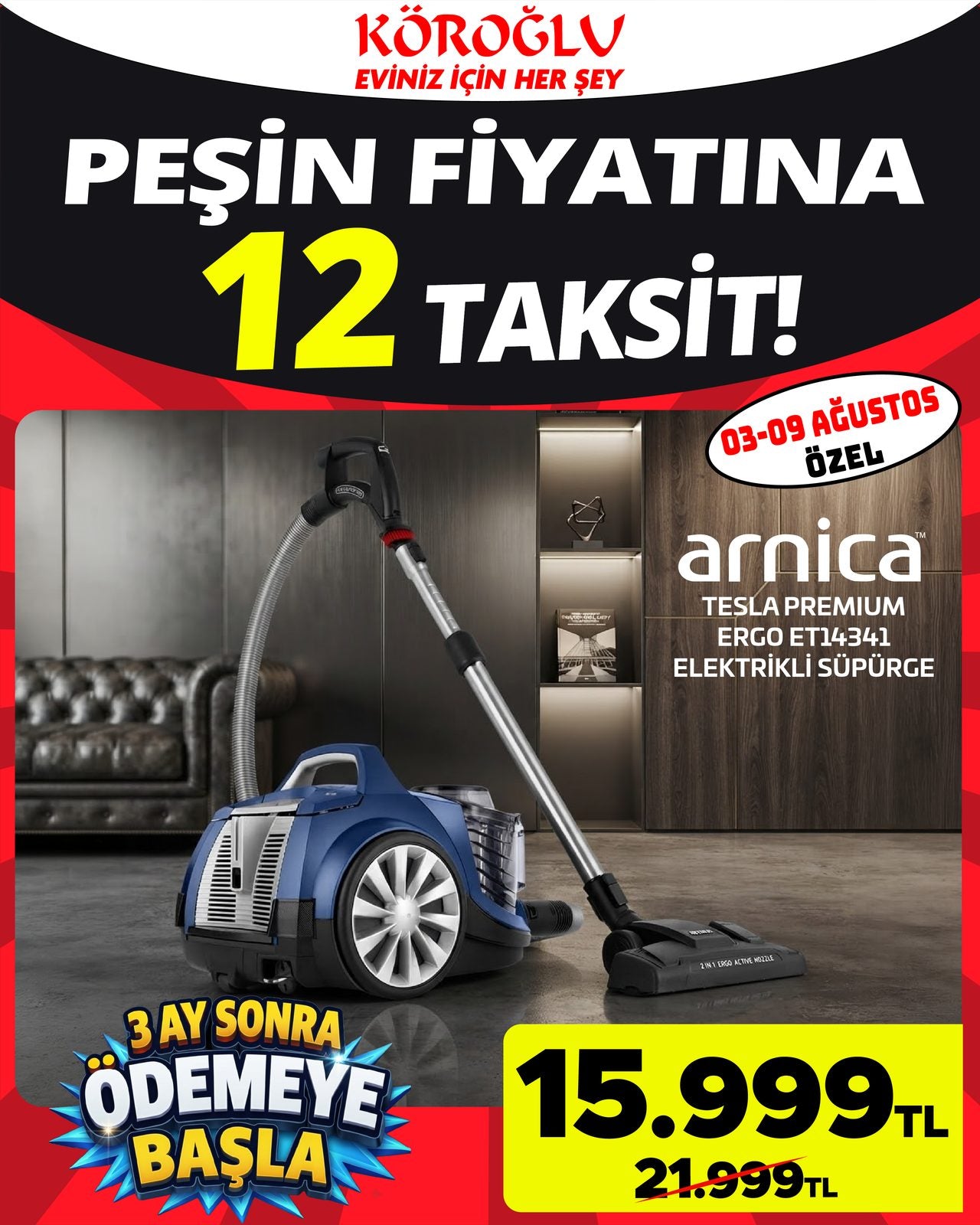 Arnica Tesla Premium Elektrikli Süpürge