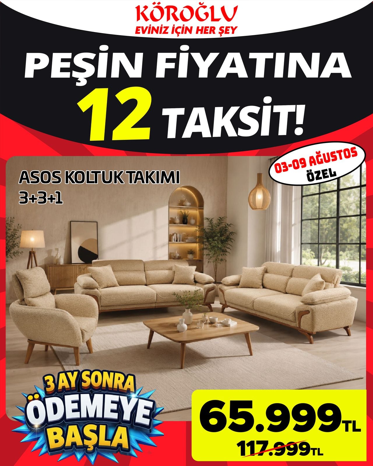Asos Koltuk Takımı 3+3+1