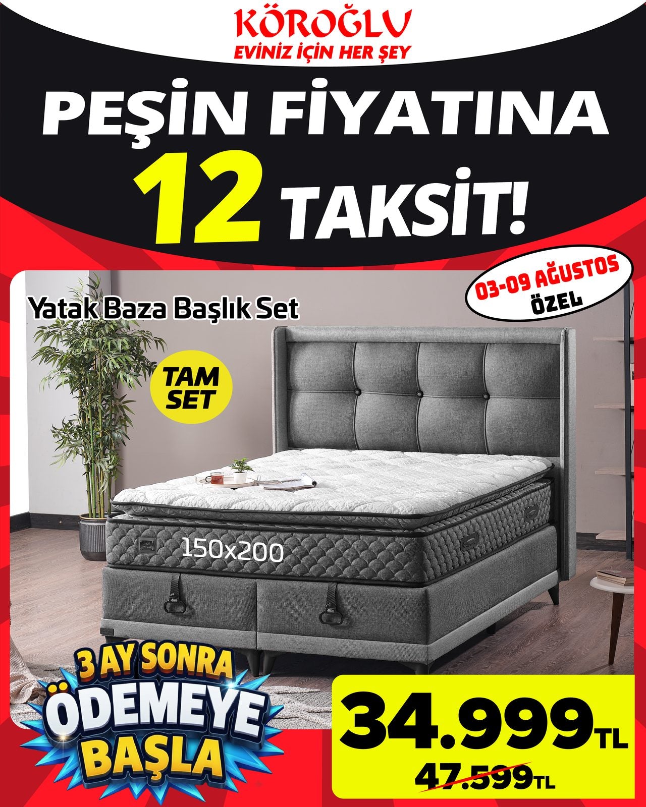 Çift Kişilik Yatak Baza Başlık Seti