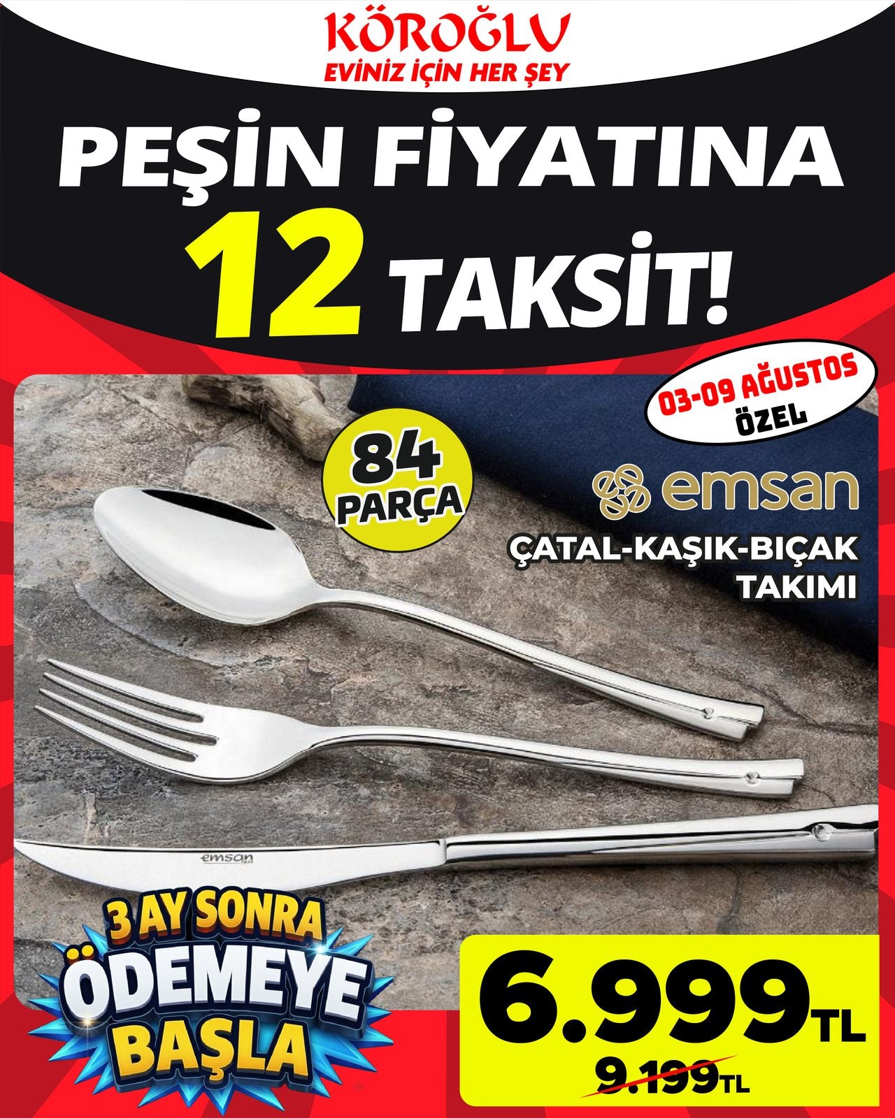 Emsan 84 Parça Çatal Kaşık Bıçak Takımı