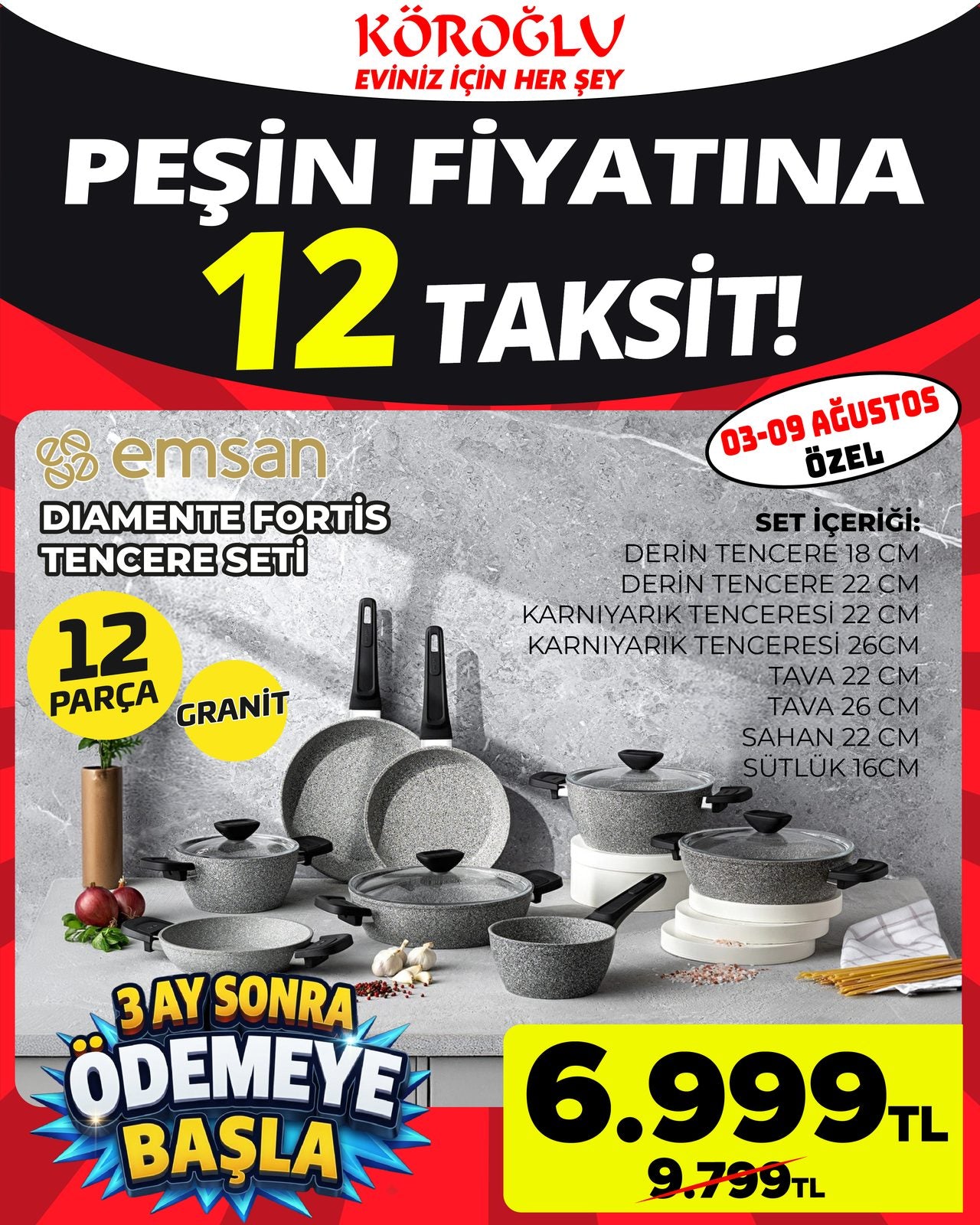 Emsan Diamante Fortis 12 Parça Tencere Seti Main image