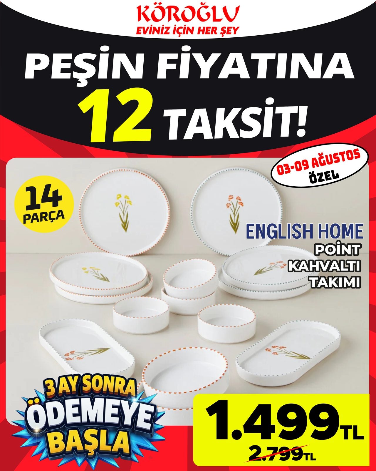 English Home Point Kahvaltı Takımı