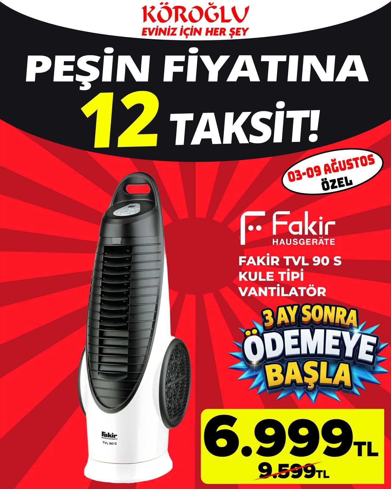 Fakir Kule Tipi Vantilatör