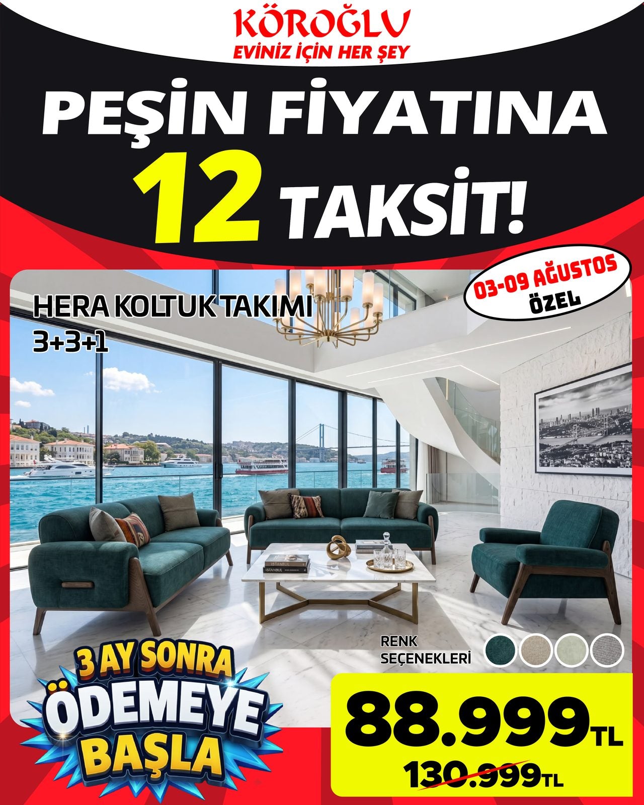 Hera Koltuk Takımı 3+3+1