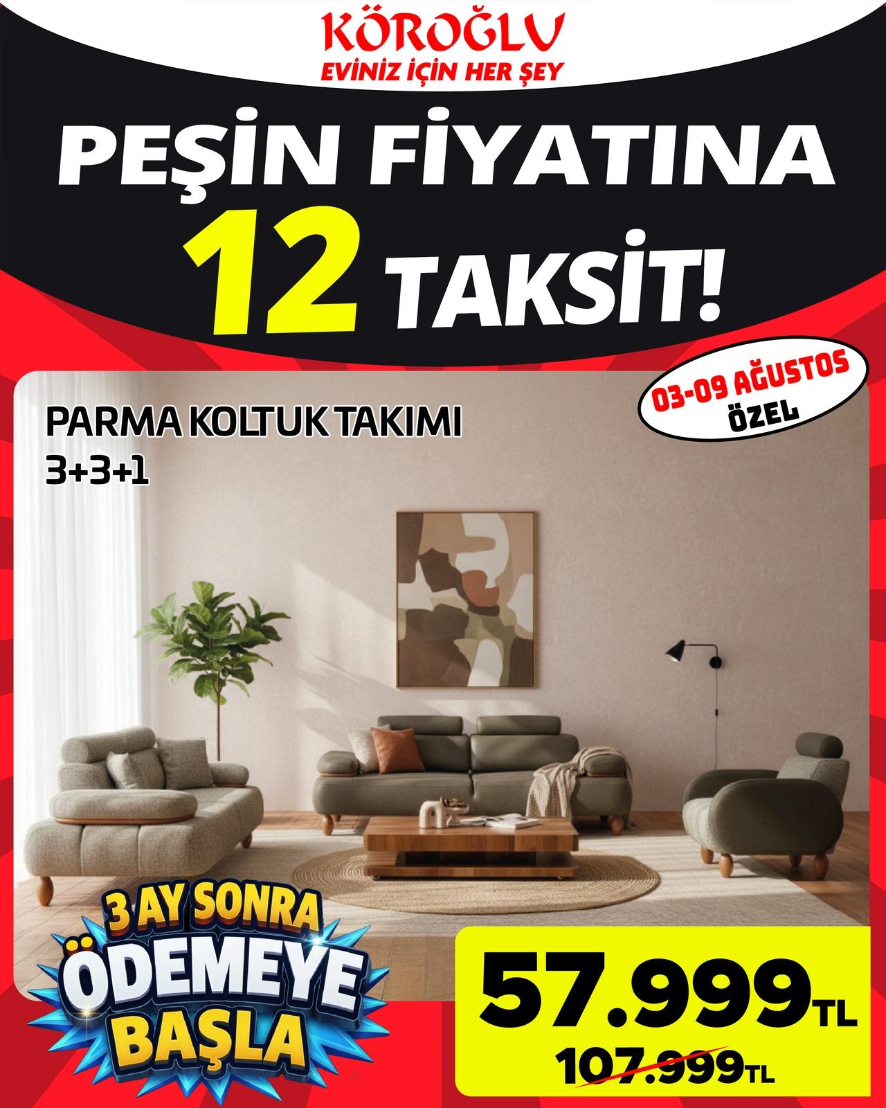 Parma Koltuk Takımı 3+3+1