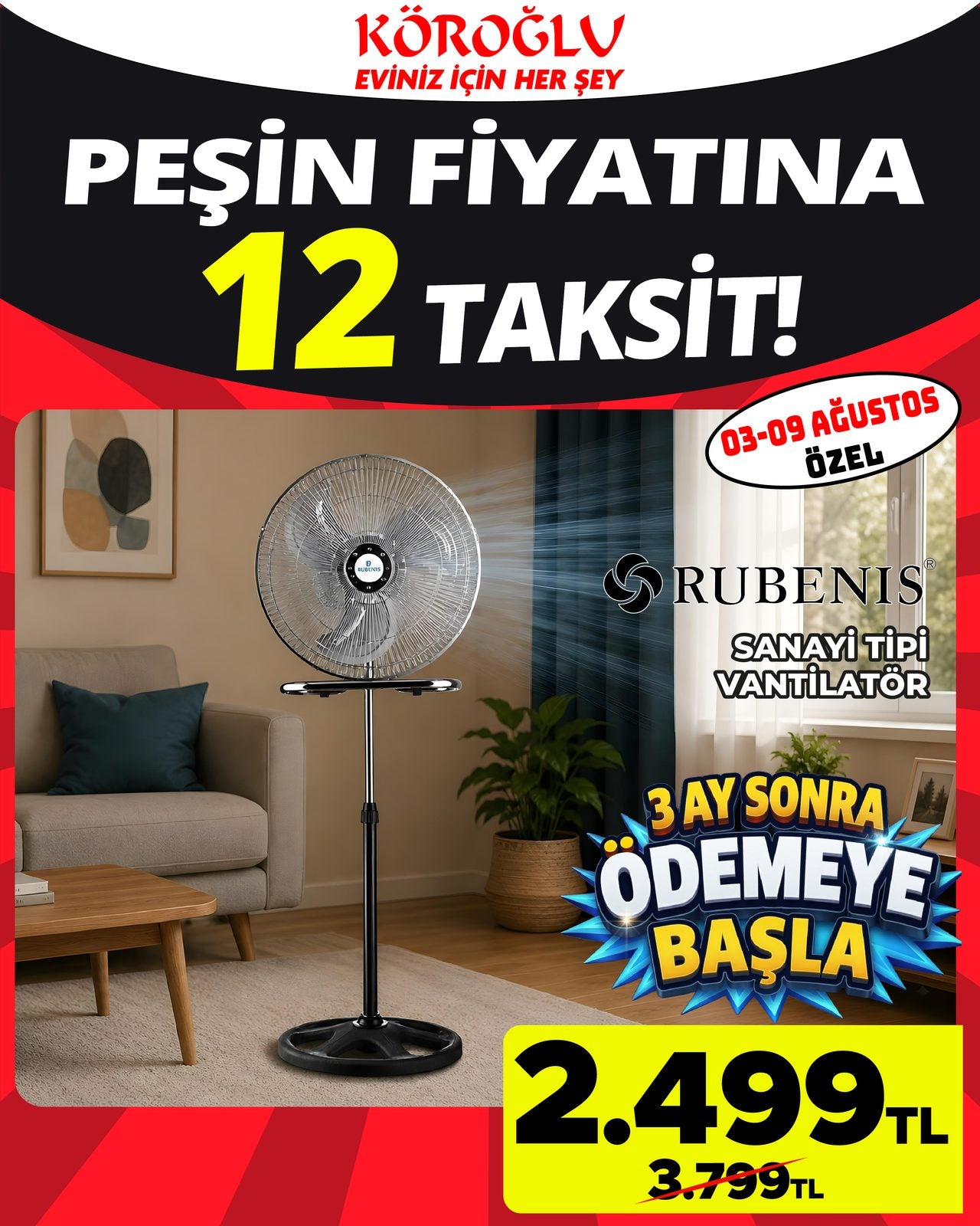 Rubenis Sanayi Tipi Vantilatör