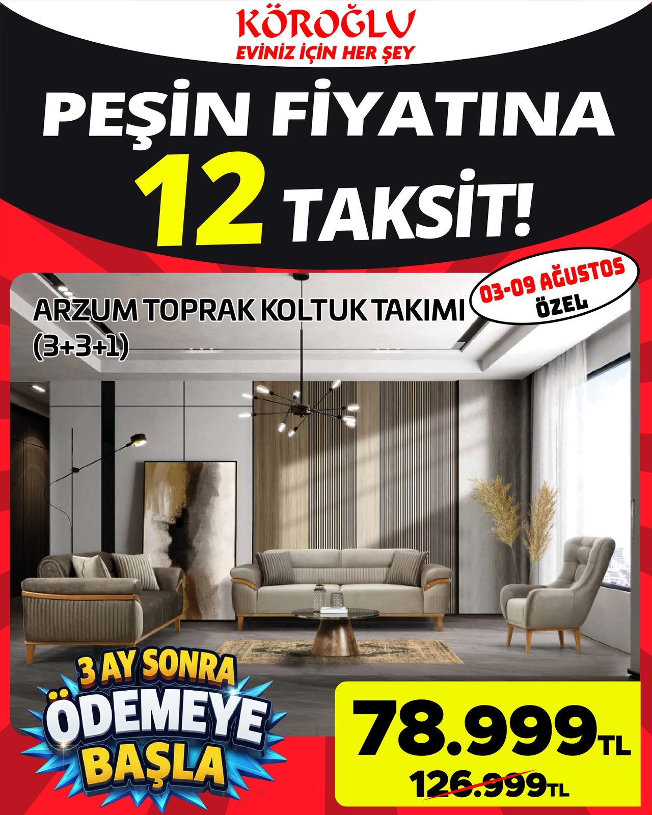 Toprak Koltuk Takımı 3+3+1 Main image