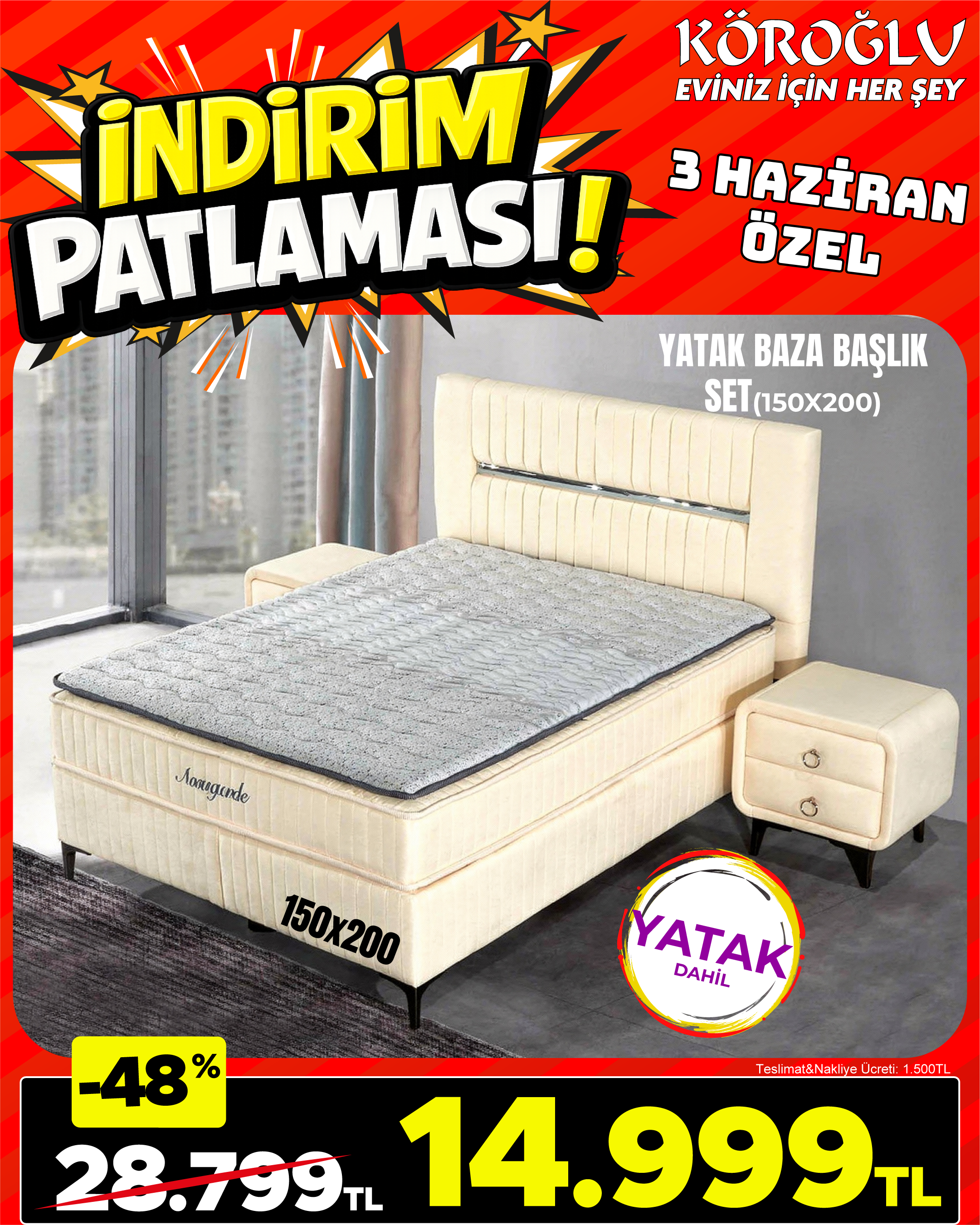 Yatak Baza Başlık Seti 150x200 Main image
