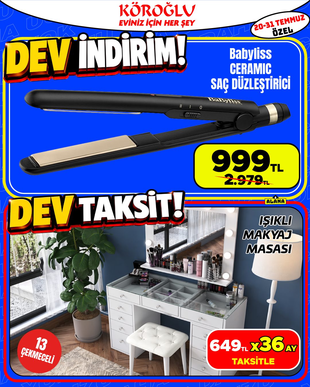 Babyliss Ceramic Saç Düzleştirici ve Işıklı Makyaj Masası Main image